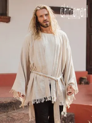 Raw Cotton Kimono Robe / Cardigan for Men / Beige