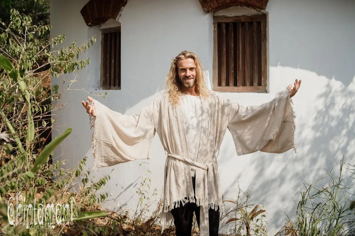 Raw Cotton Kimono Robe / Cardigan for Men / Beige