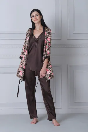 Satin Night suit with Floral Print Robe
