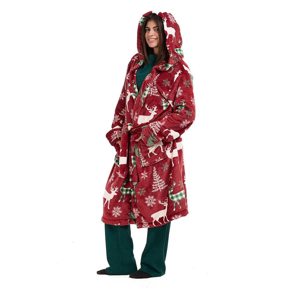 Snuggs Blanket Robe Red Deer Christmas