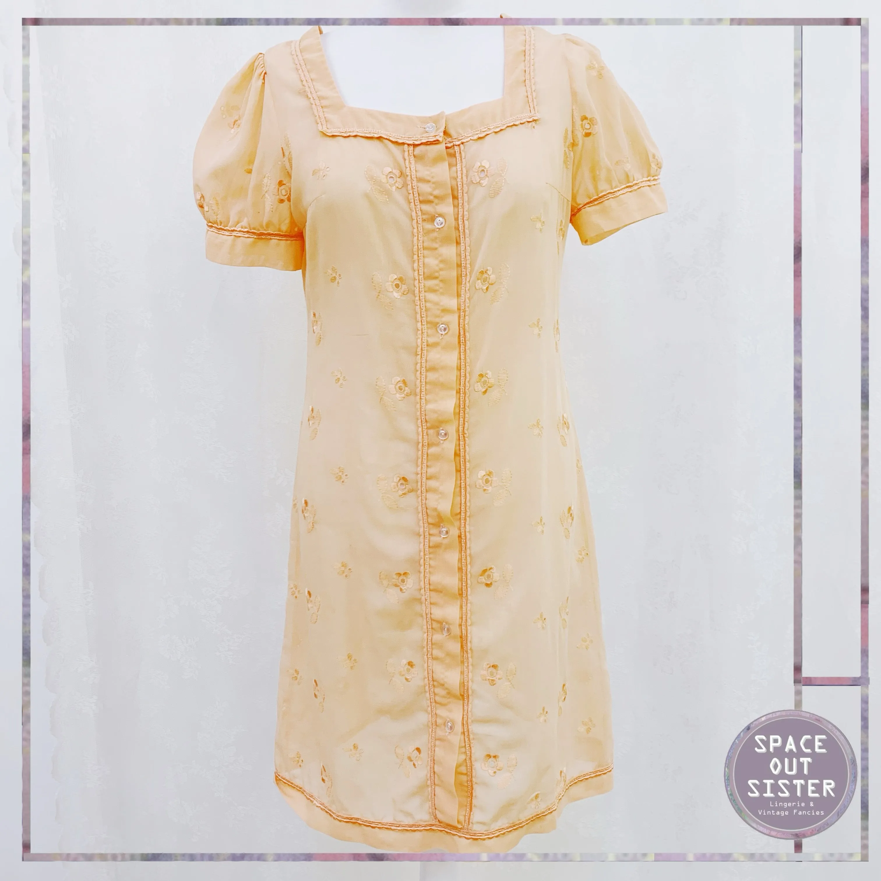 Vintage Orange Embroidered Nightdress