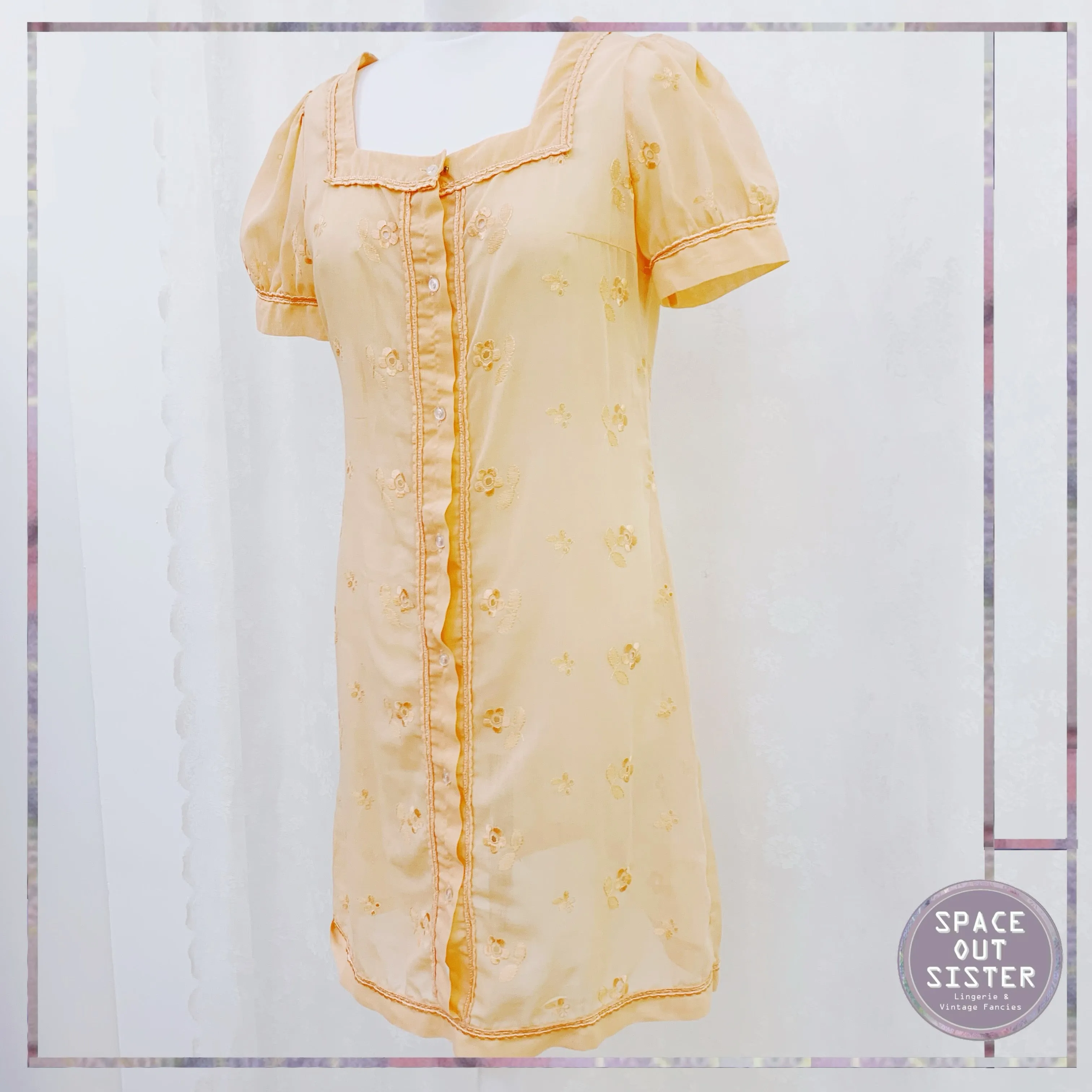 Vintage Orange Embroidered Nightdress