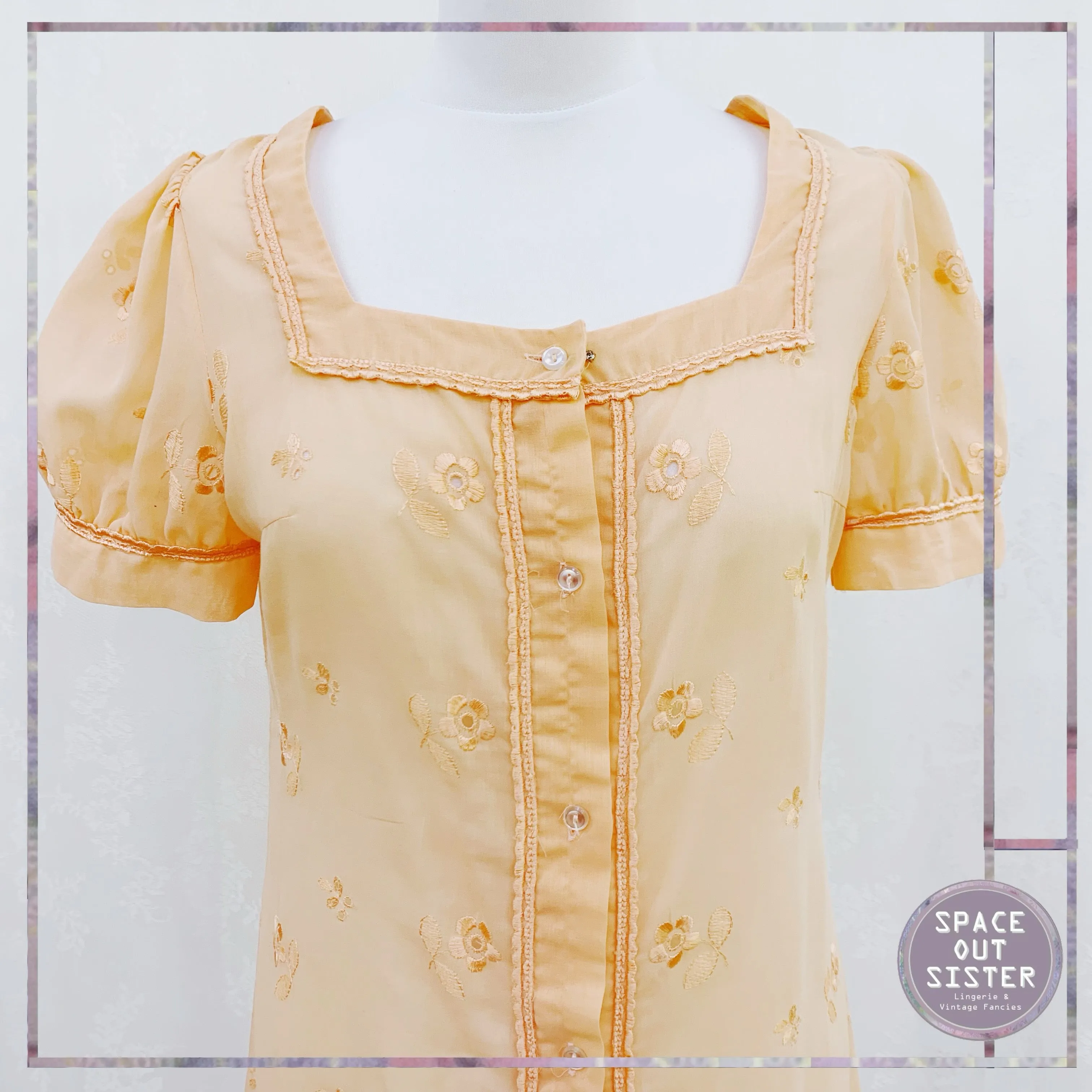 Vintage Orange Embroidered Nightdress