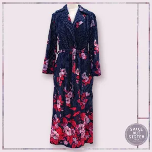 Vintage Polka Navy Pink Robe