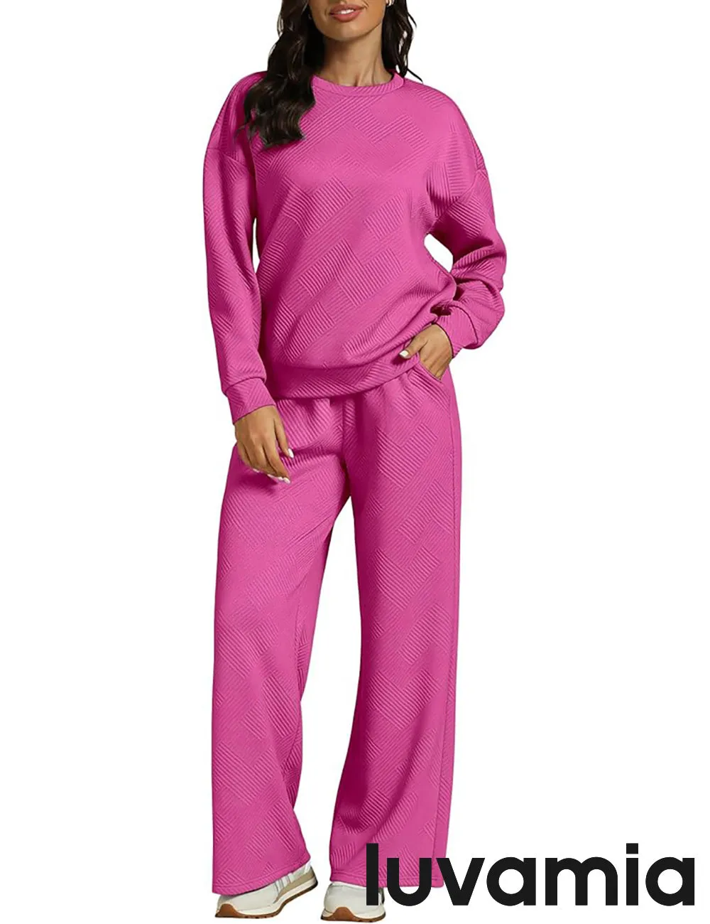 Women's Cozy Wide Leg Lounge Set with full length and Long Sleeve
