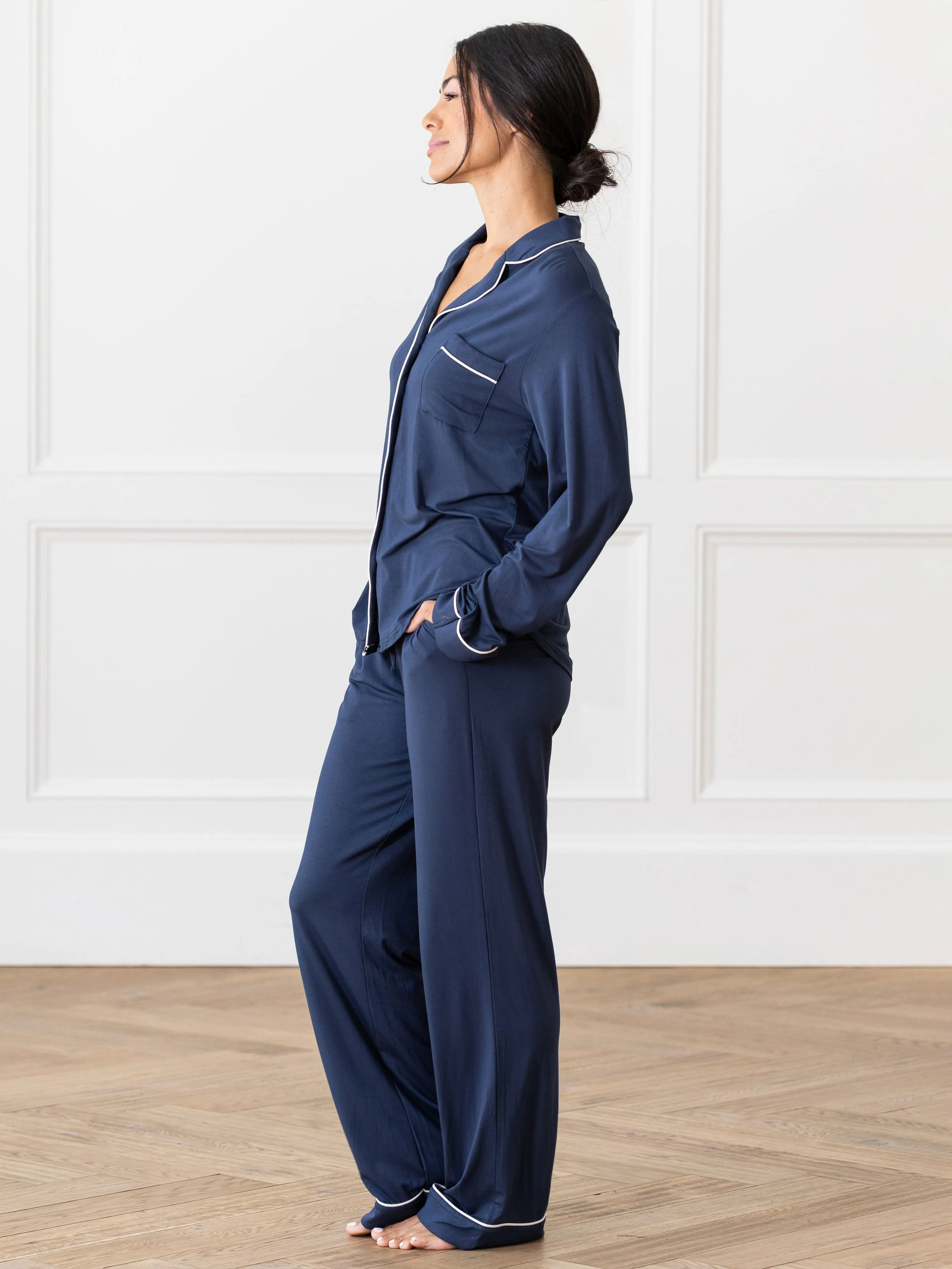 Women's Stretch-Knit Long Sleeve Bamboo Pajama Set