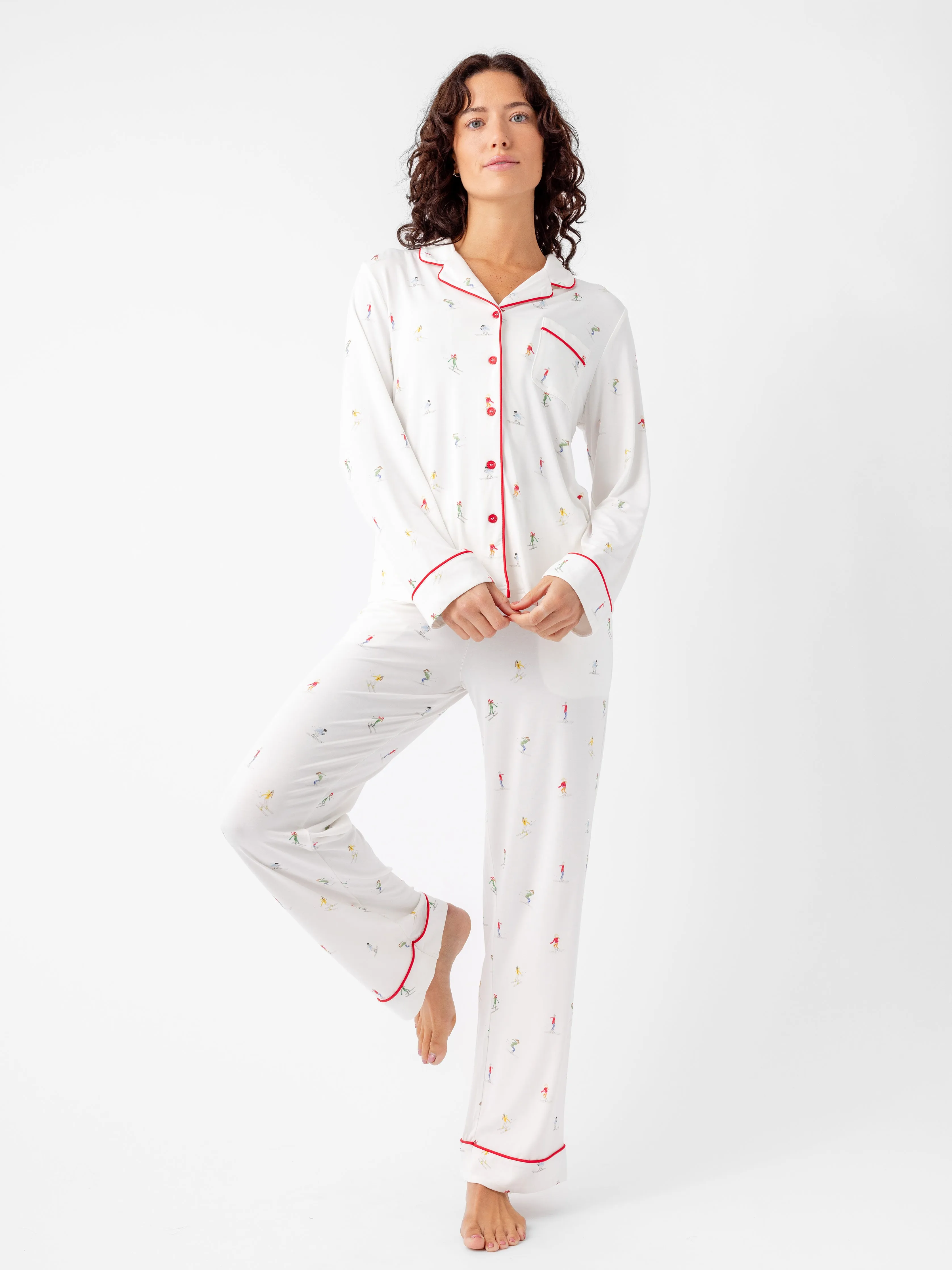 Women's Stretch-Knit Long Sleeve Bamboo Pajama Set