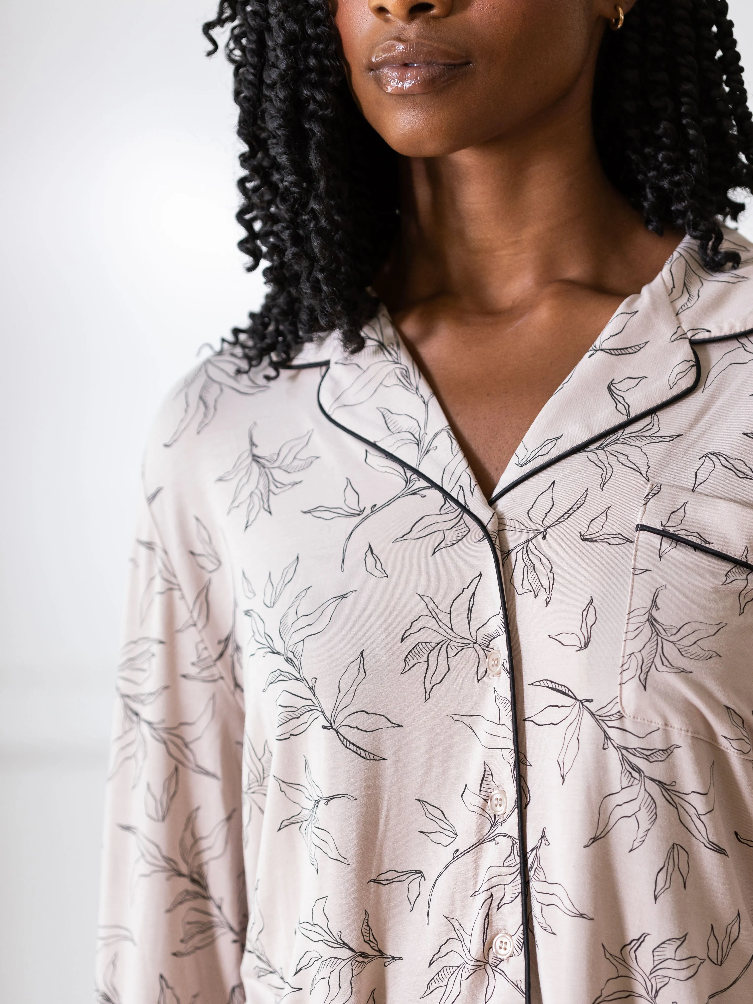 Women's Stretch-Knit Long Sleeve Bamboo Pajama Set