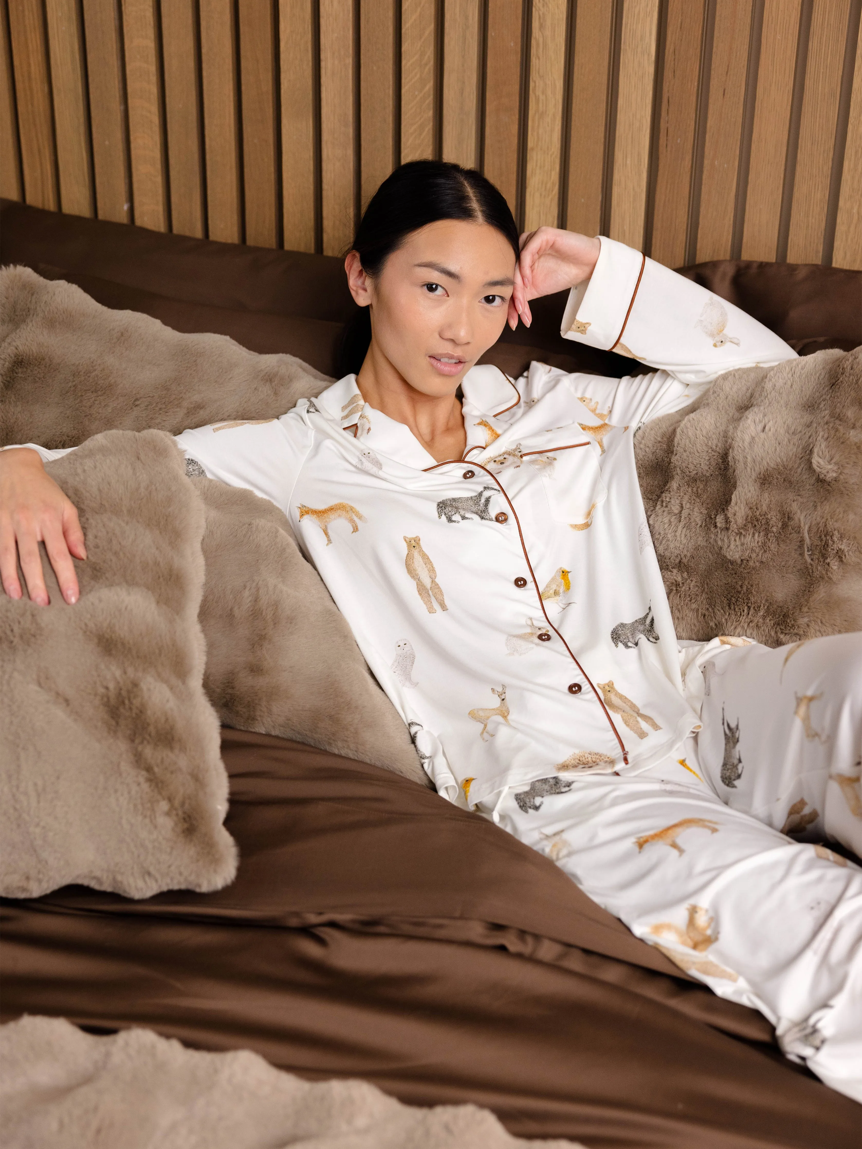 Women's Stretch-Knit Long Sleeve Bamboo Pajama Set