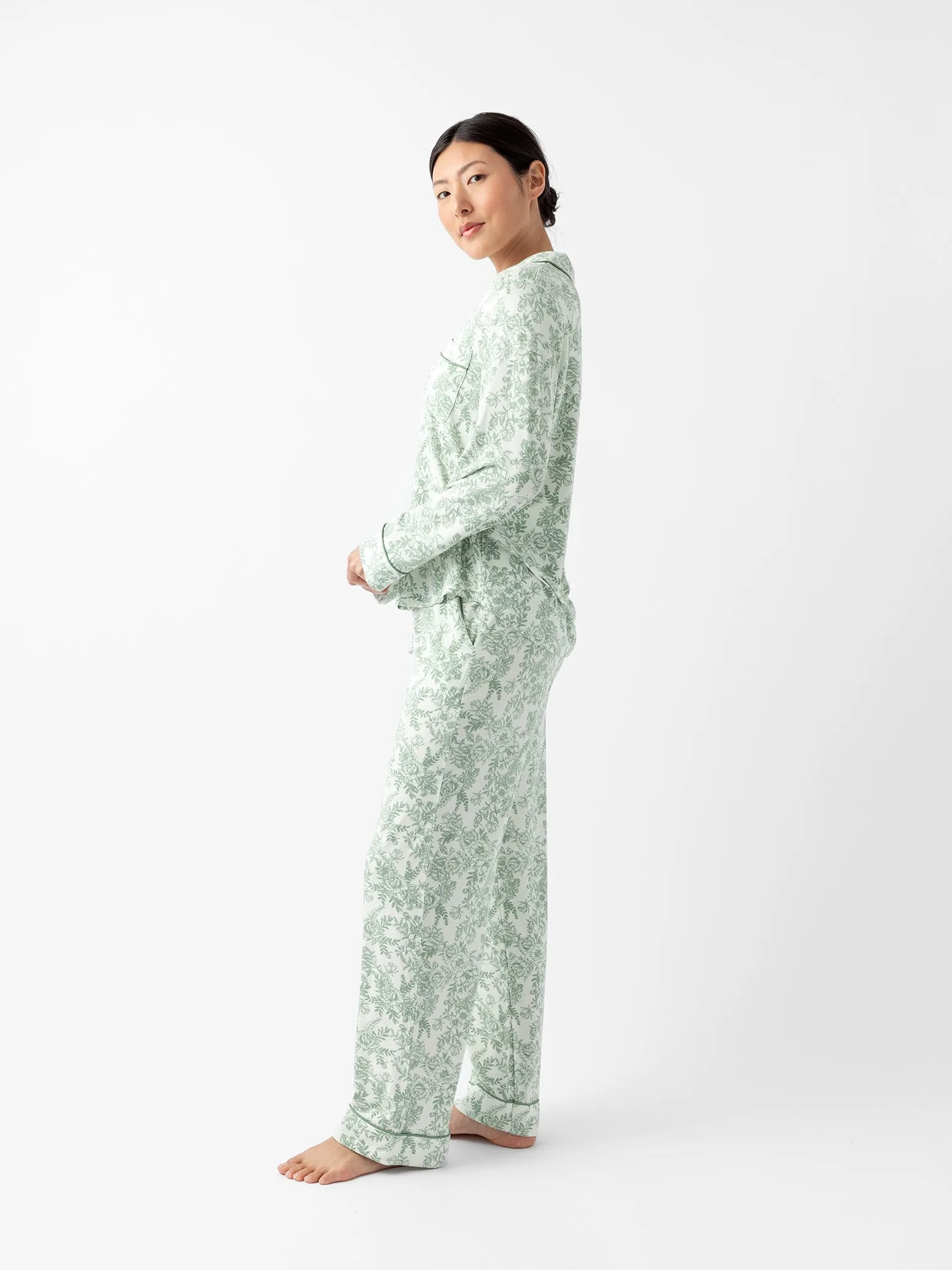 Women's Stretch-Knit Long Sleeve Bamboo Pajama Set