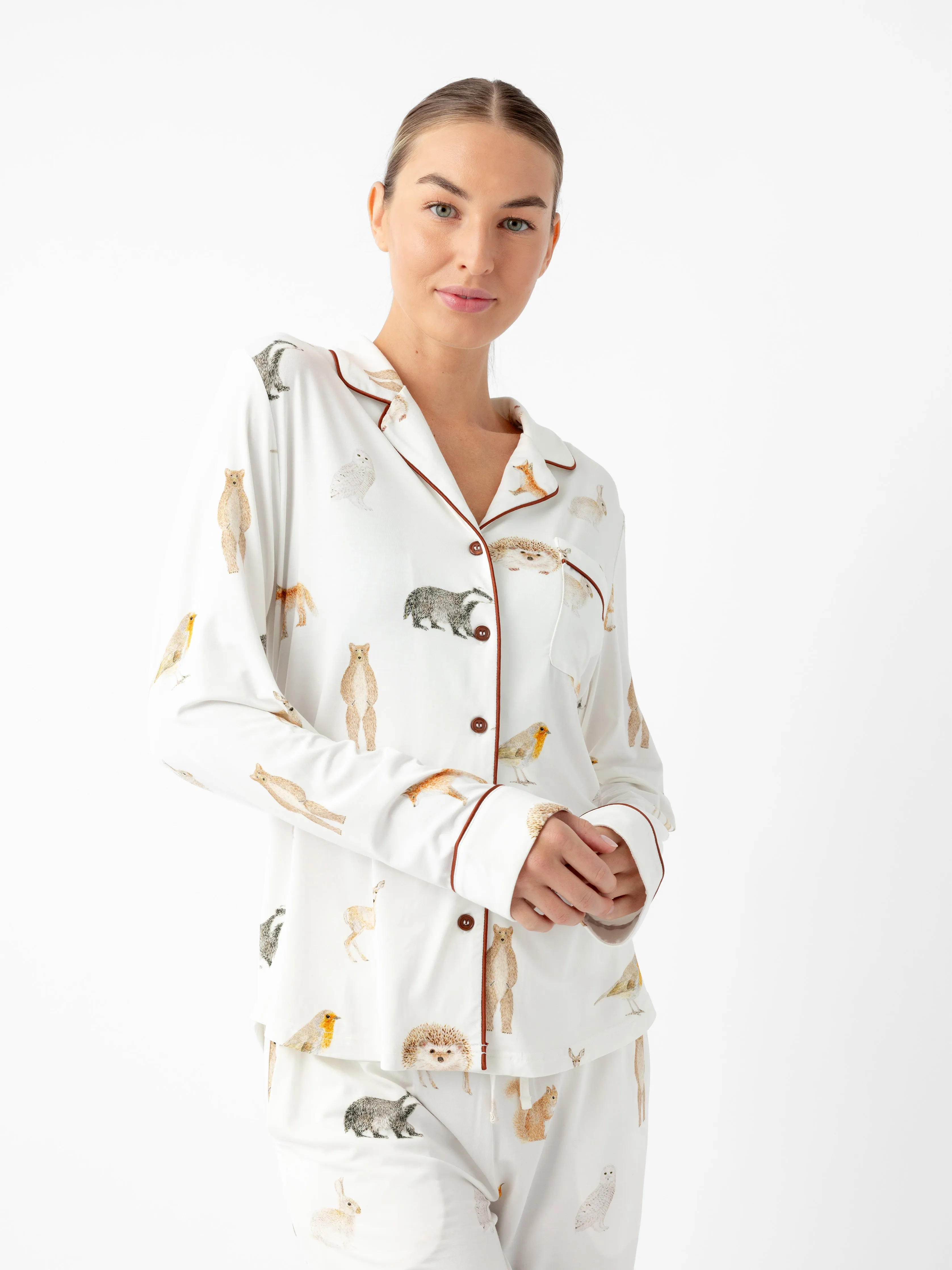 Women's Stretch-Knit Long Sleeve Bamboo Pajama Set