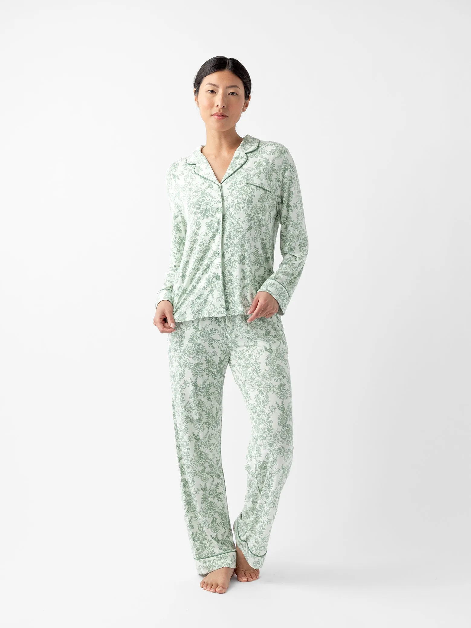 Women's Stretch-Knit Long Sleeve Bamboo Pajama Set