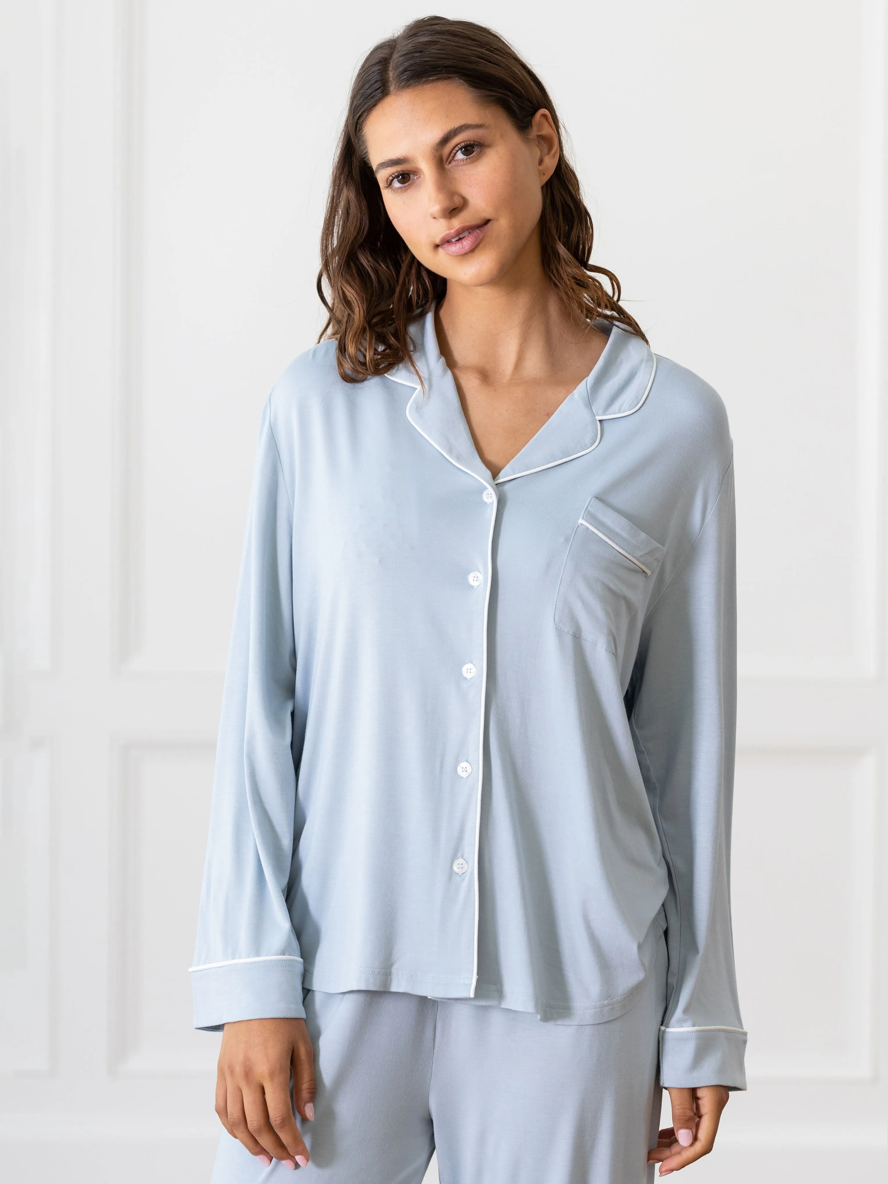Women's Stretch-Knit Long Sleeve Bamboo Pajama Set