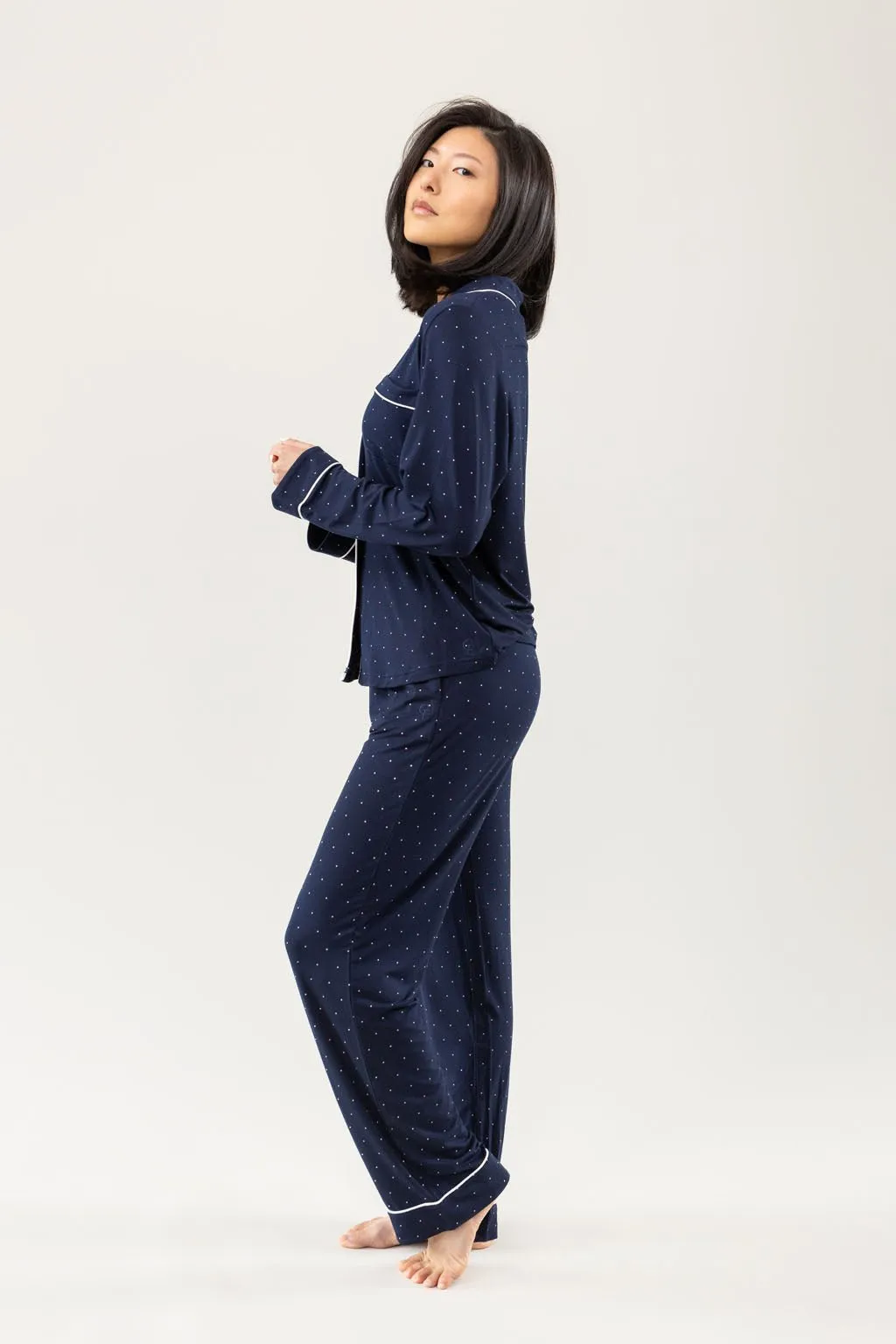 Women's Stretch-Knit Long Sleeve Bamboo Pajama Set
