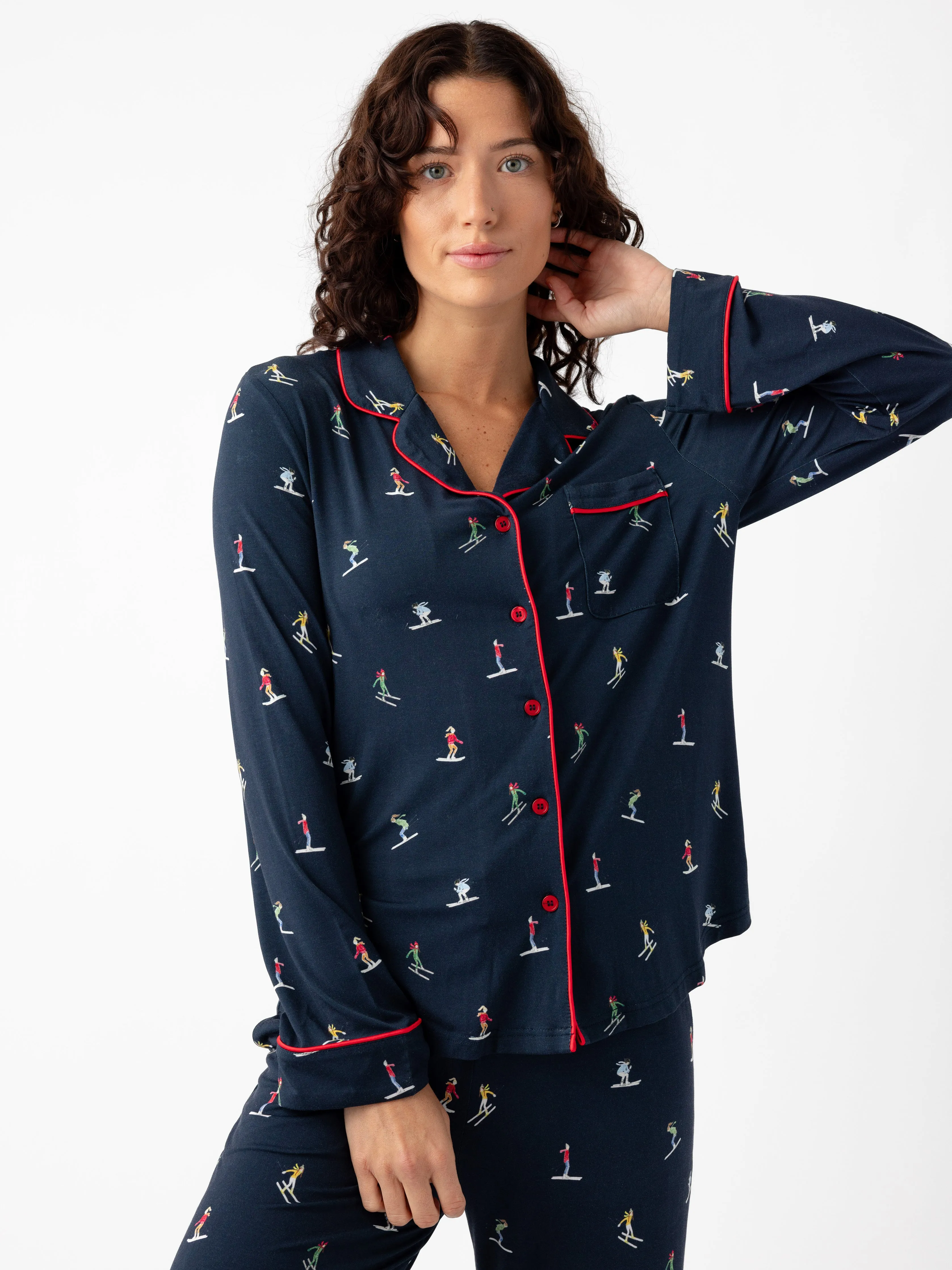 Women's Stretch-Knit Long Sleeve Bamboo Pajama Set
