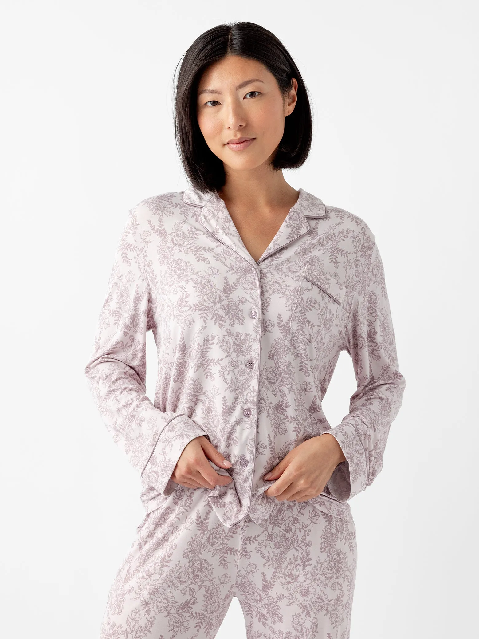 Women's Stretch-Knit Long Sleeve Bamboo Pajama Set