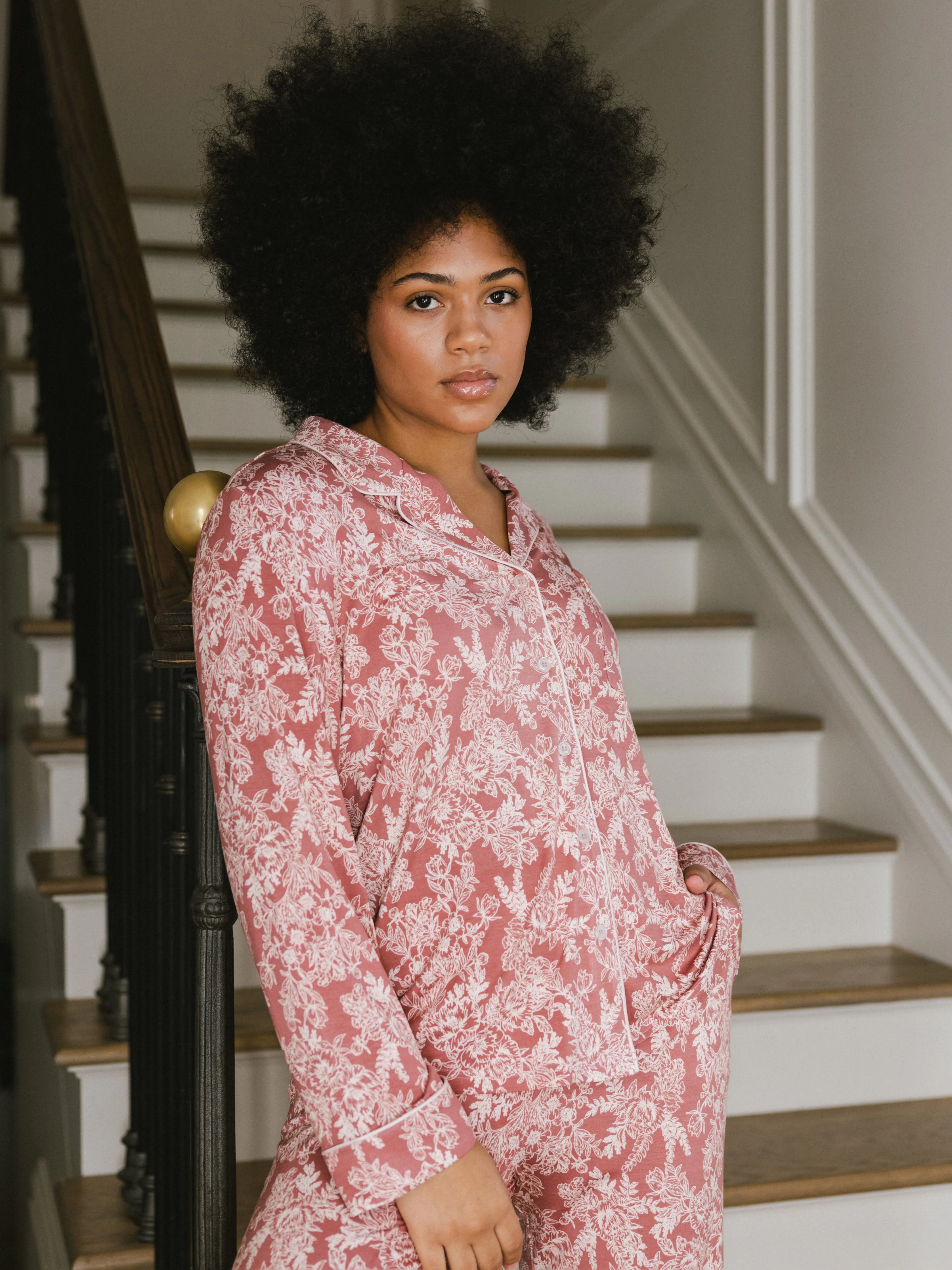 Women's Stretch-Knit Long Sleeve Bamboo Pajama Set