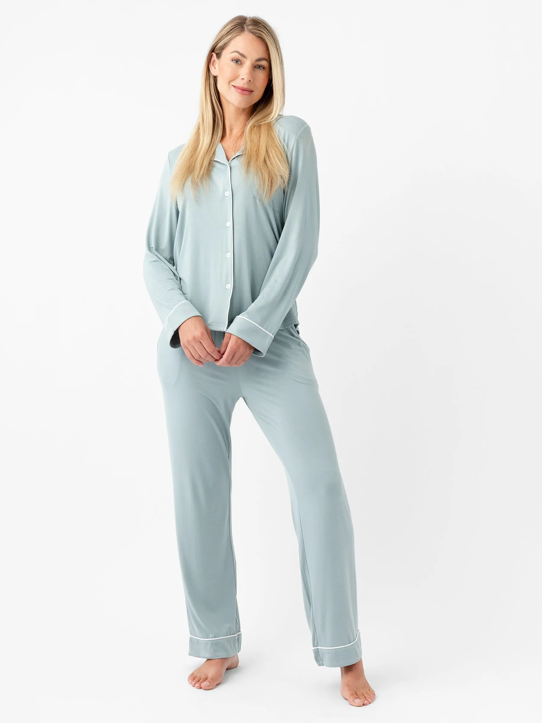 Women's Stretch-Knit Long Sleeve Bamboo Pajama Set