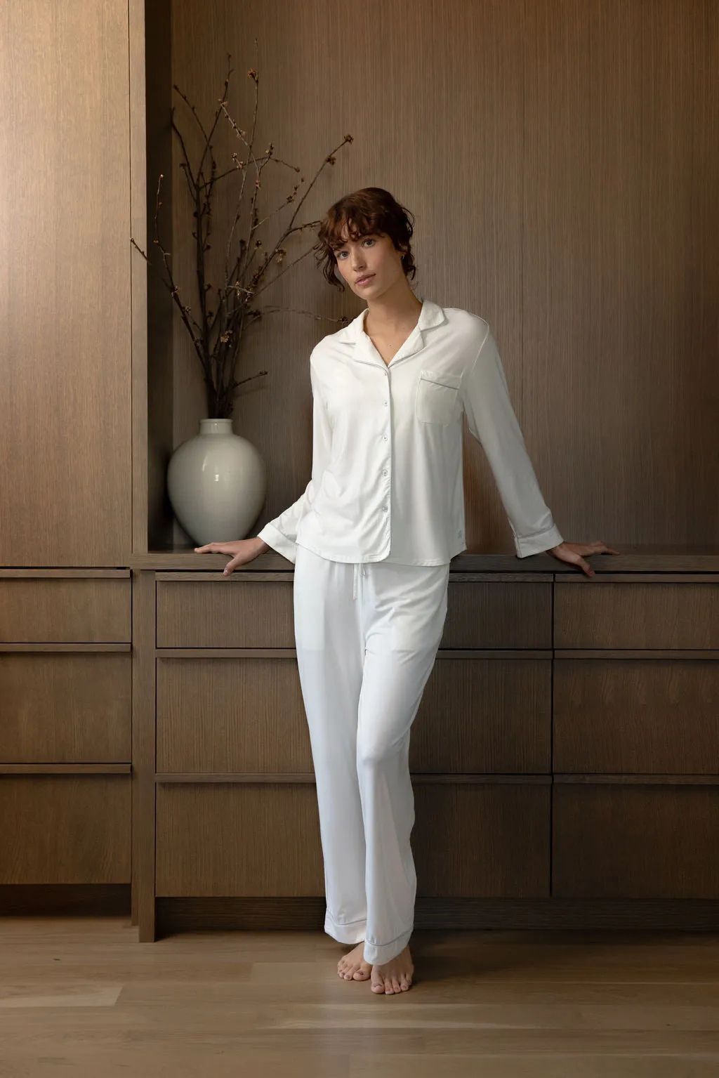Women's Stretch-Knit Long Sleeve Bamboo Pajama Set