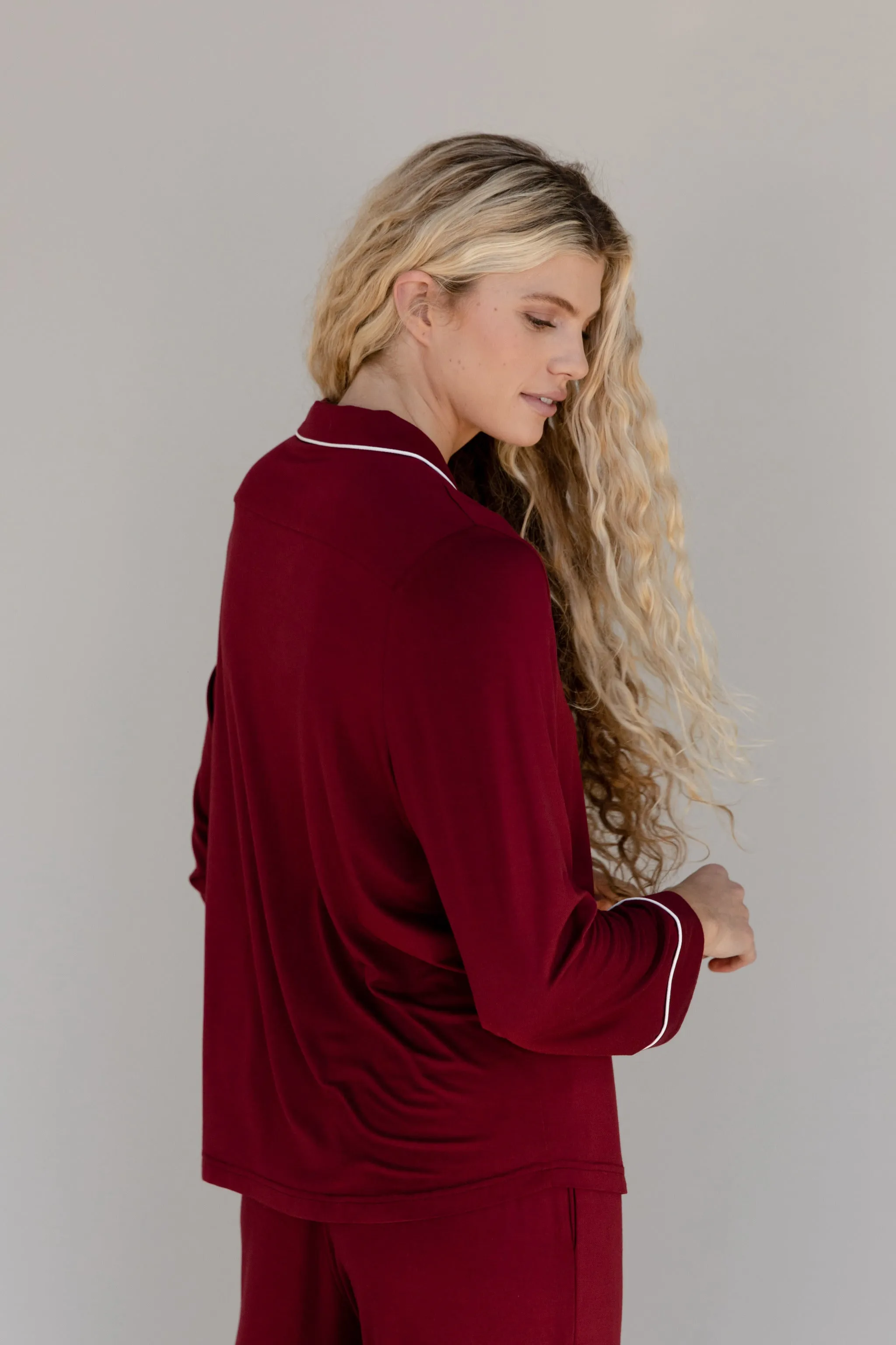 Women's Stretch-Knit Long Sleeve Bamboo Pajama Set