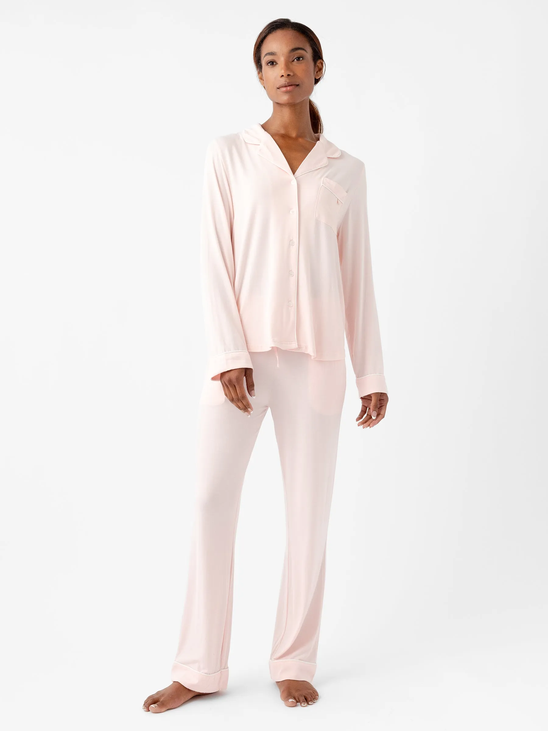 Women's Stretch-Knit Long Sleeve Bamboo Pajama Set