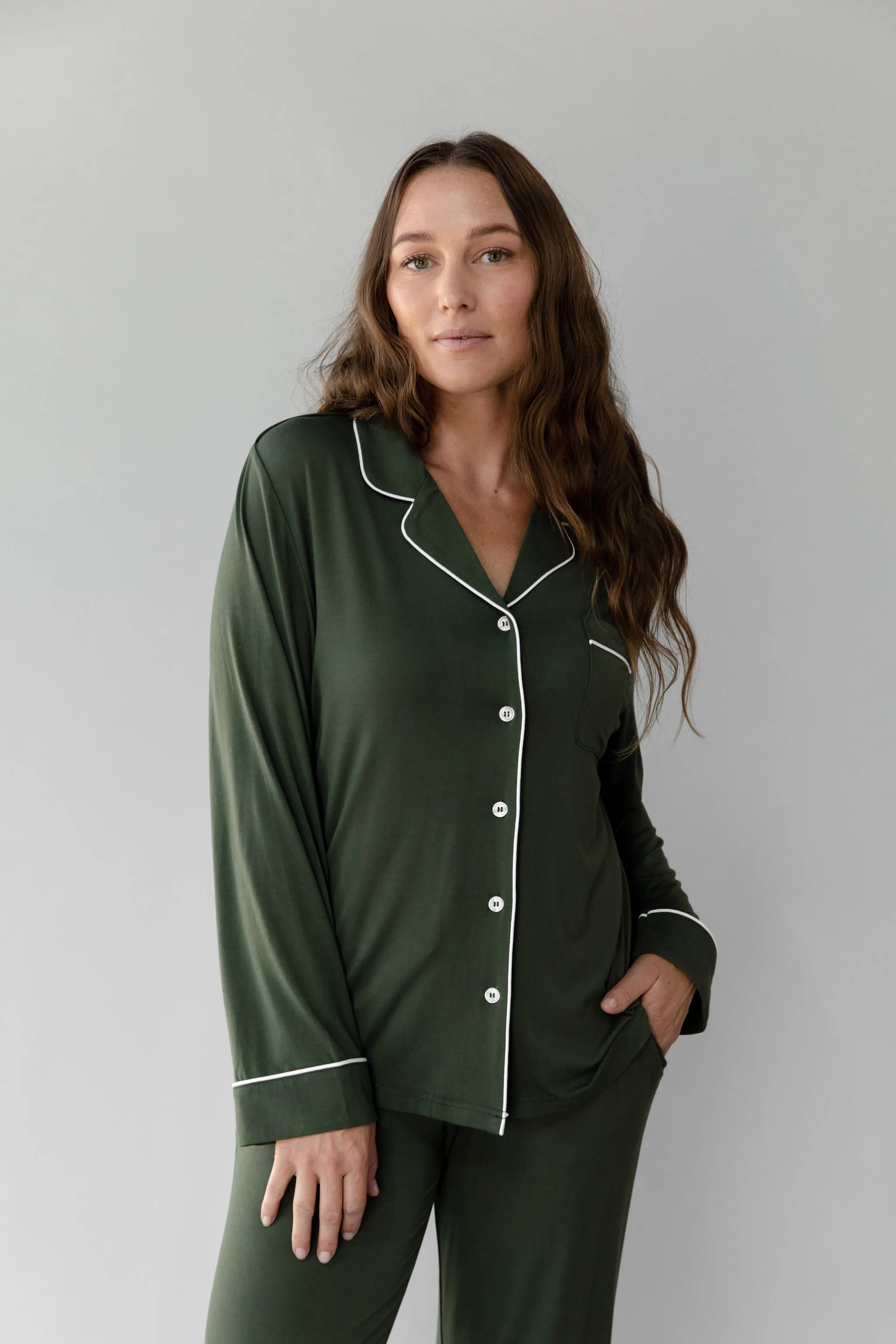 Women's Stretch-Knit Long Sleeve Bamboo Pajama Set