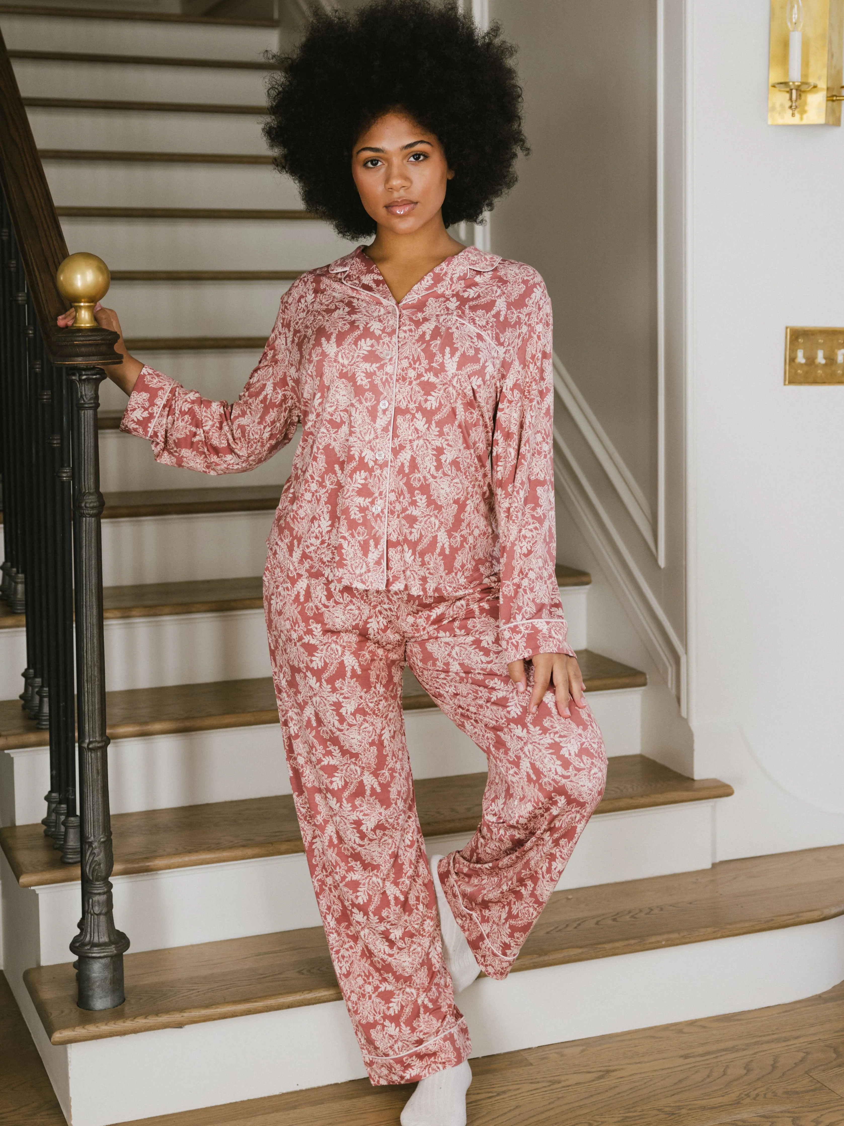 Women's Stretch-Knit Long Sleeve Bamboo Pajama Set