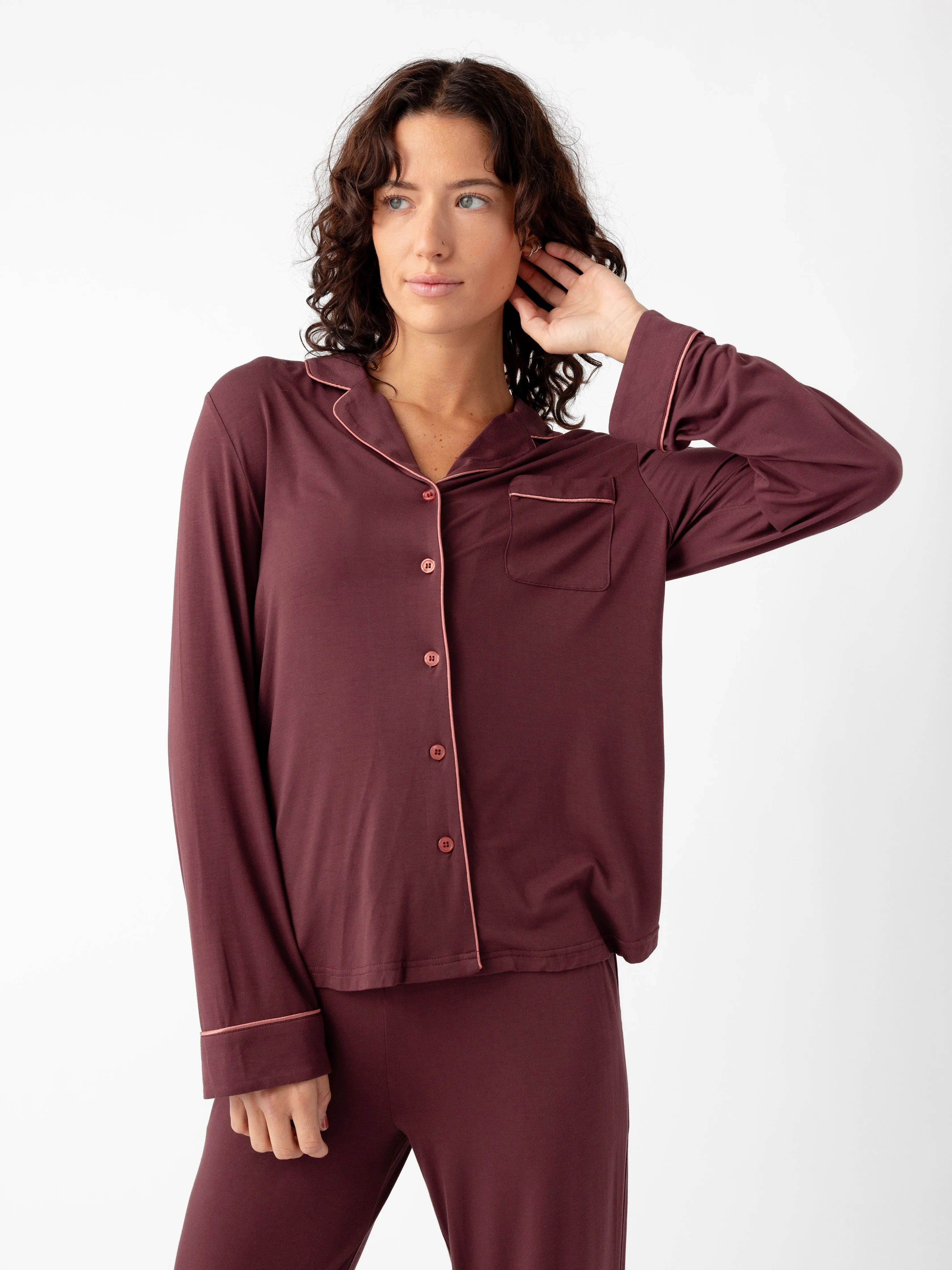 Women's Stretch-Knit Long Sleeve Bamboo Pajama Set