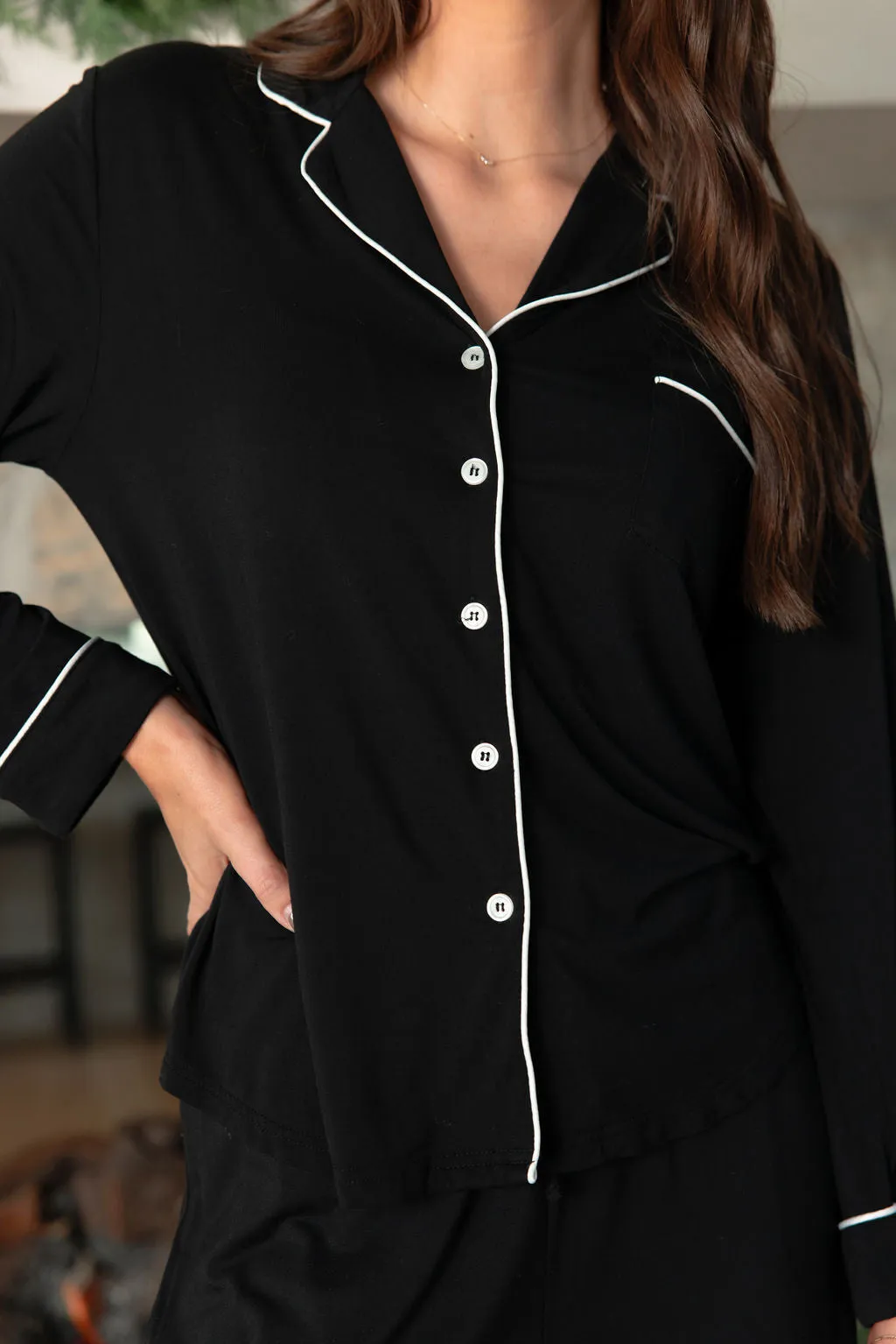 Women's Stretch-Knit Long Sleeve Bamboo Pajama Set