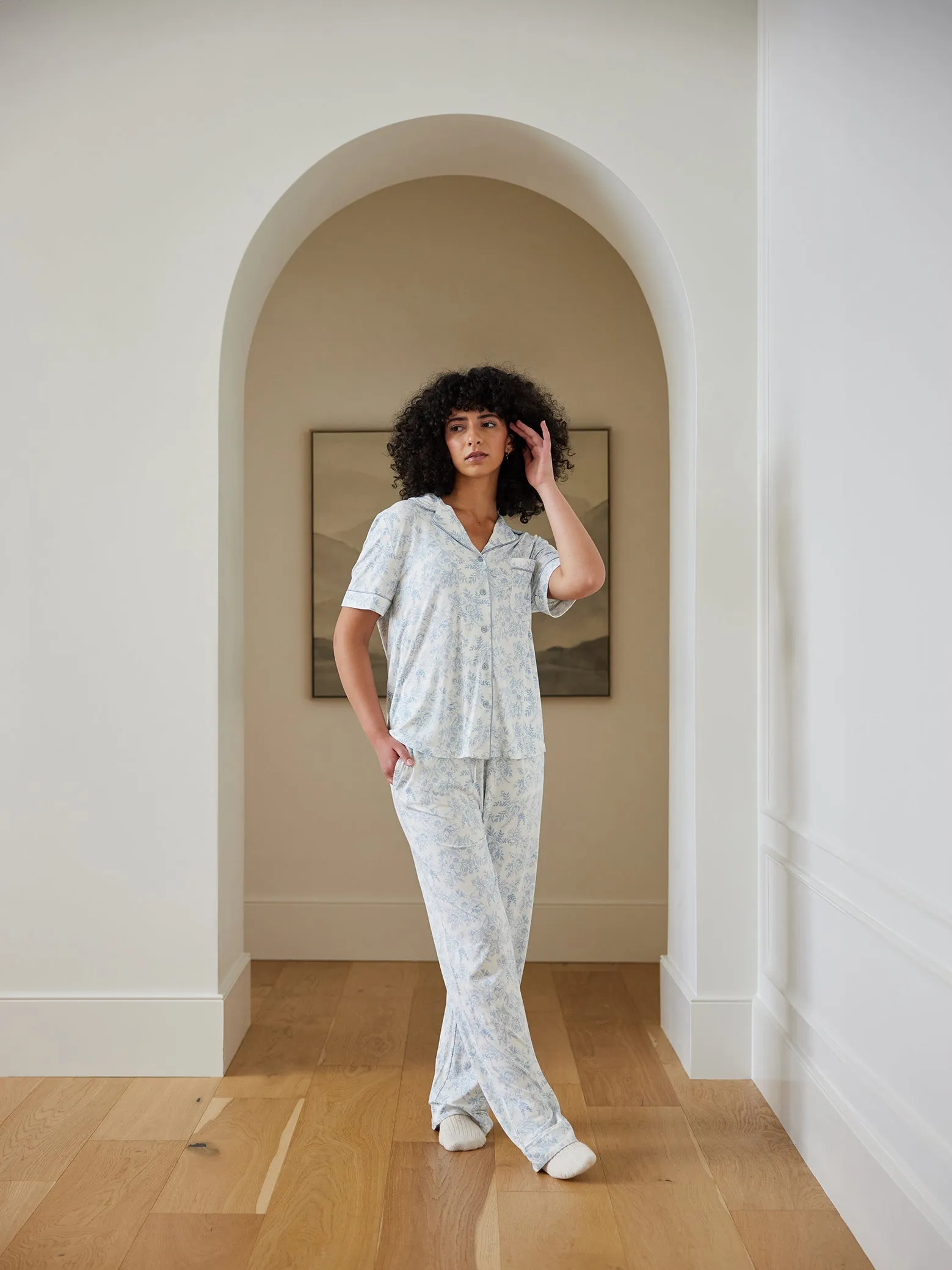 Women's Stretch-Knit Long Sleeve Bamboo Pajama Set