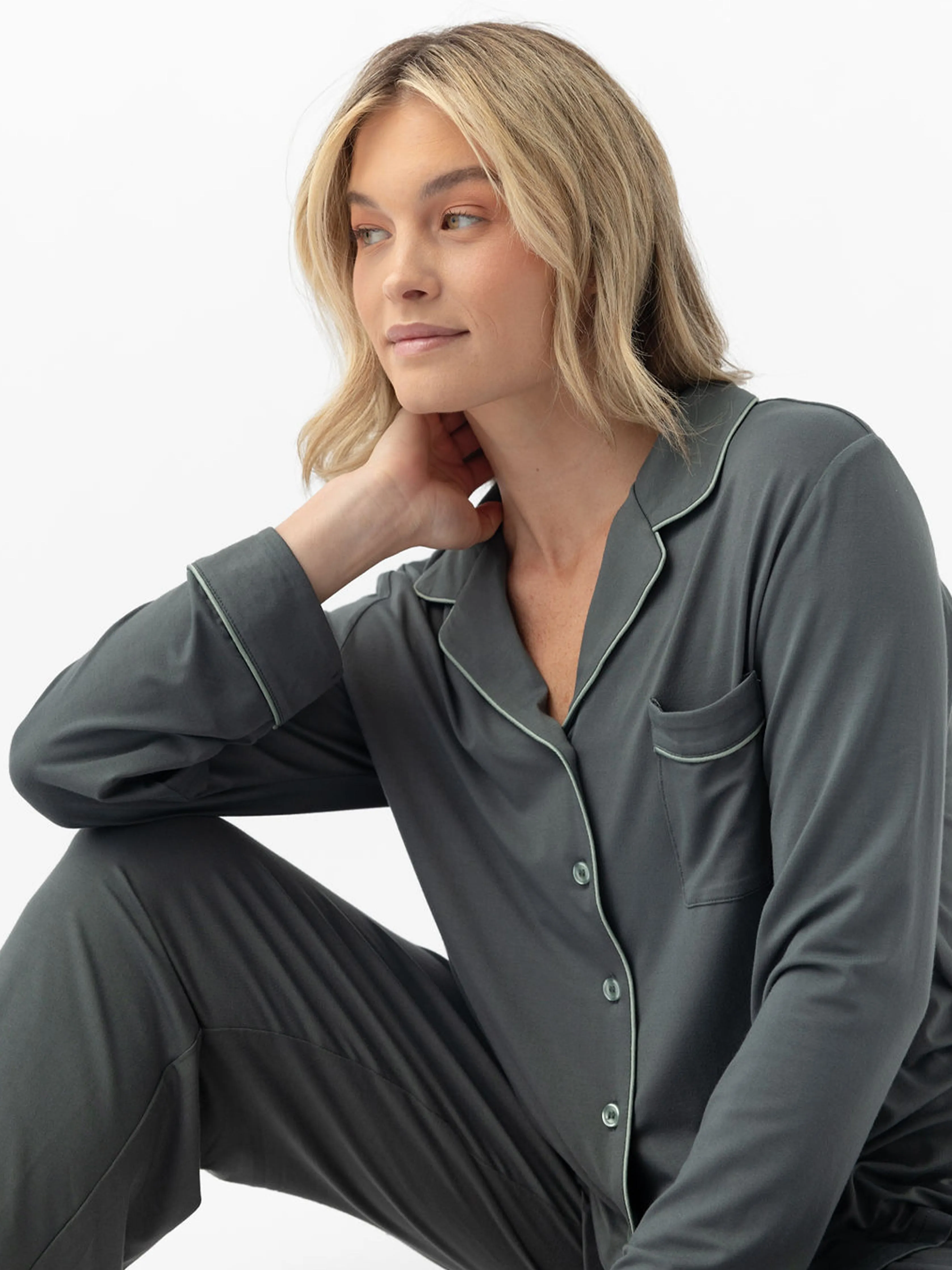 Women's Stretch-Knit Long Sleeve Bamboo Pajama Set