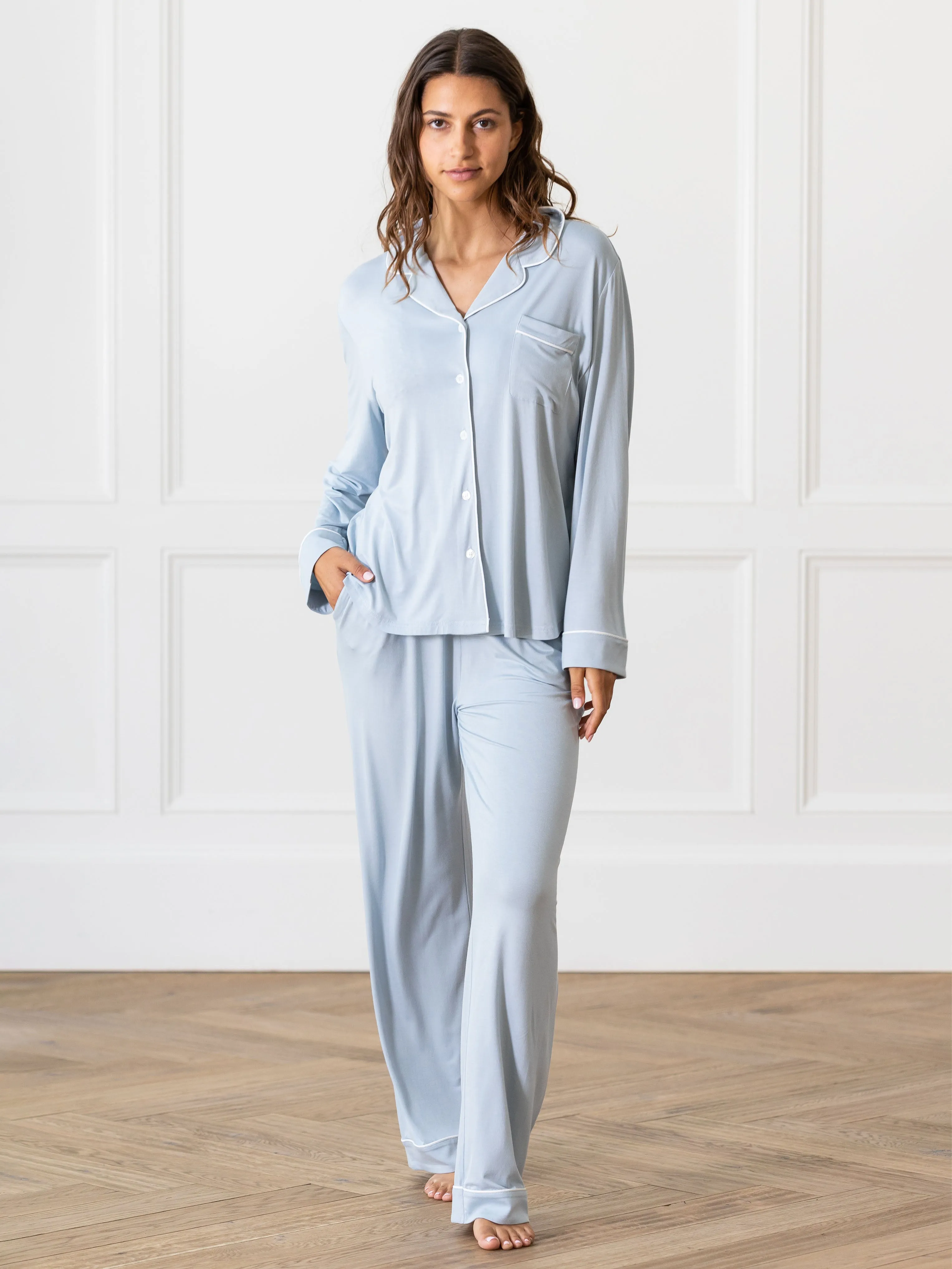Women's Stretch-Knit Long Sleeve Bamboo Pajama Set