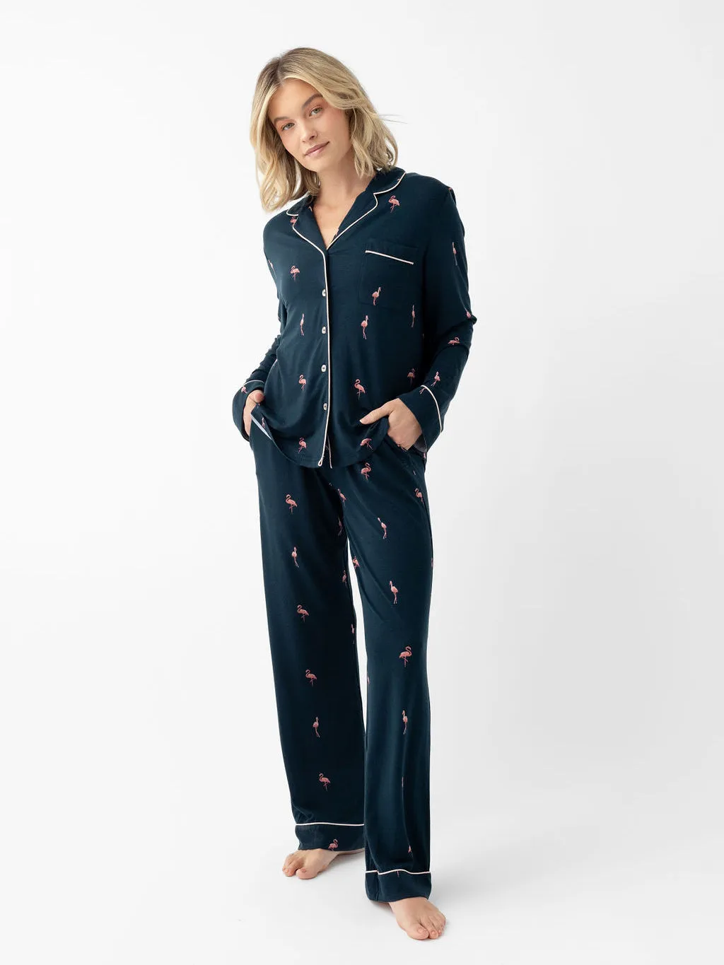 Women's Stretch-Knit Long Sleeve Bamboo Pajama Set