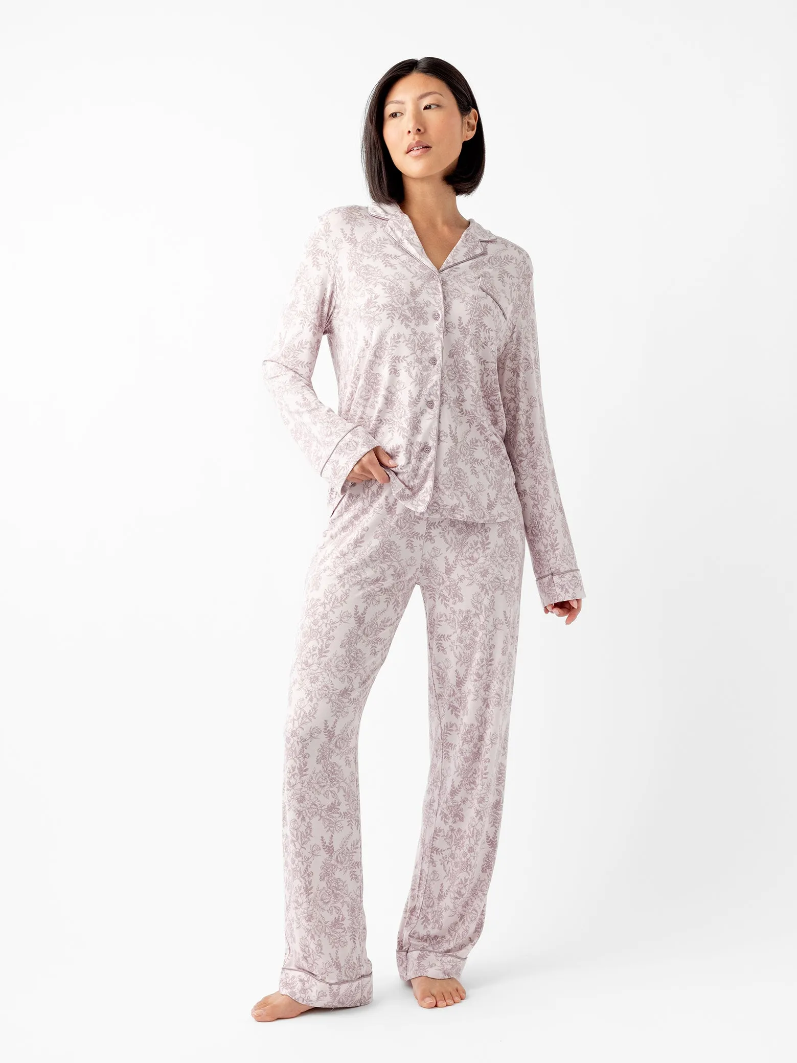 Women's Stretch-Knit Long Sleeve Bamboo Pajama Set