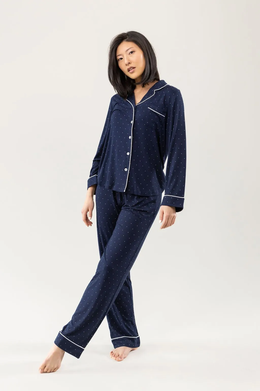 Women's Stretch-Knit Long Sleeve Bamboo Pajama Set