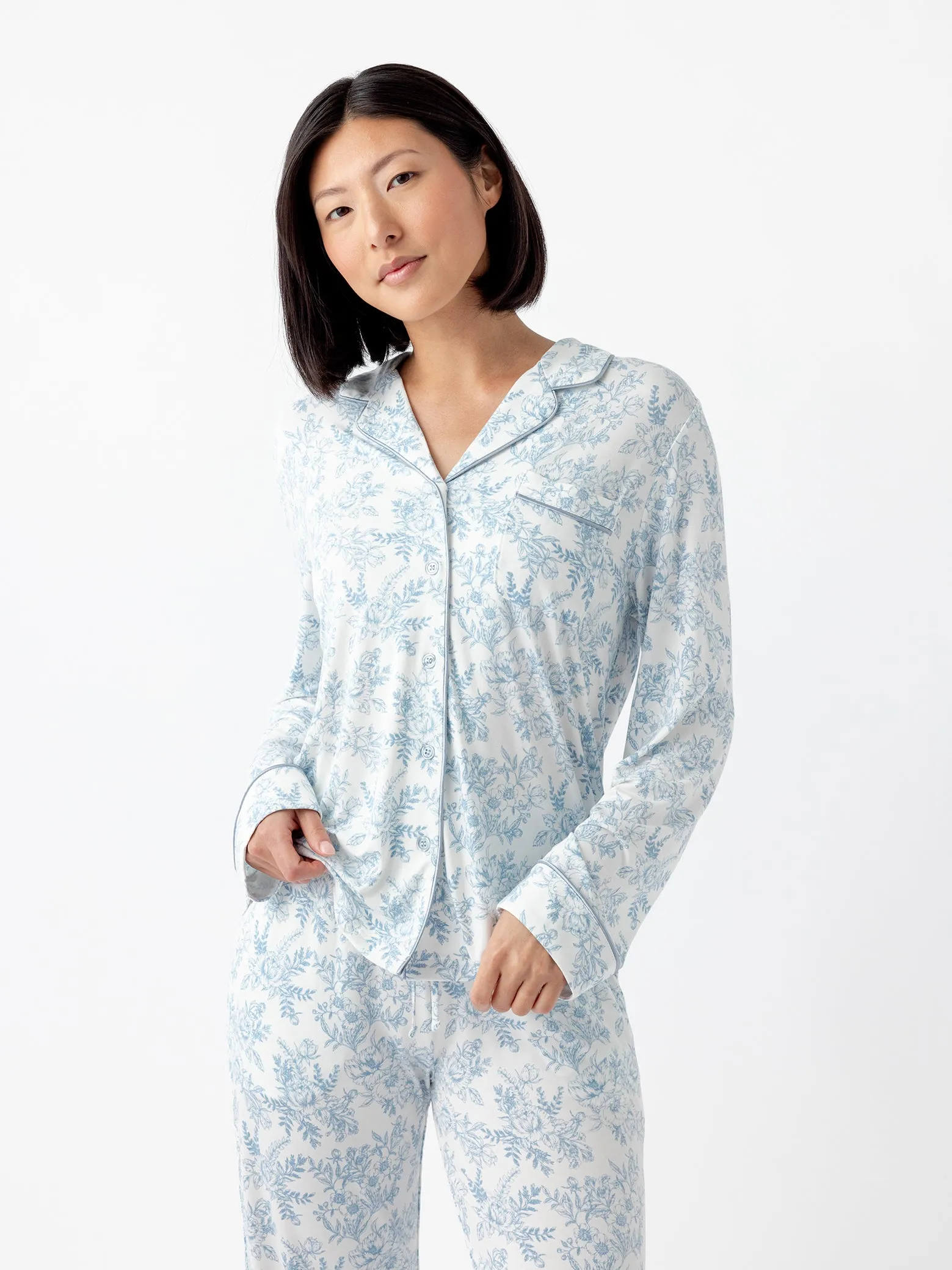 Women's Stretch-Knit Long Sleeve Bamboo Pajama Set