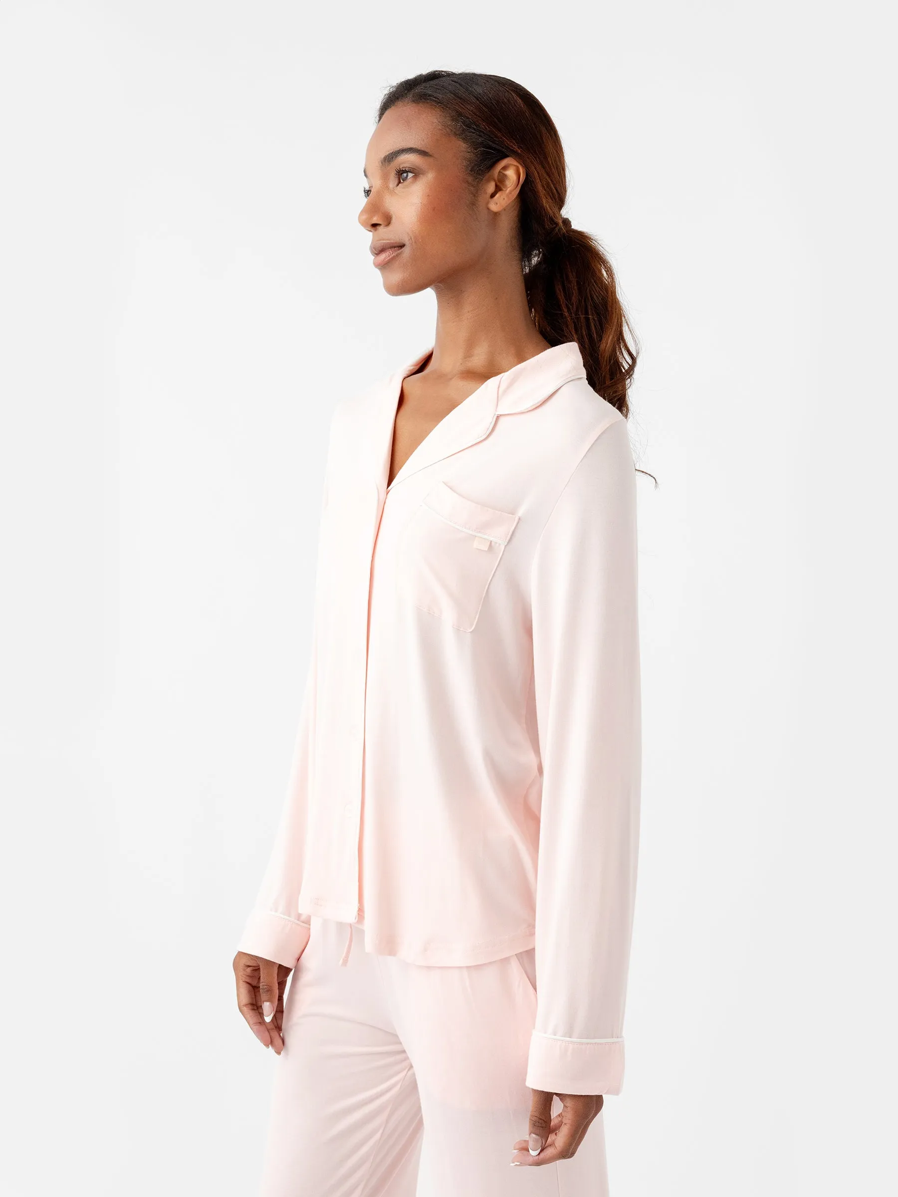 Women's Stretch-Knit Long Sleeve Bamboo Pajama Set