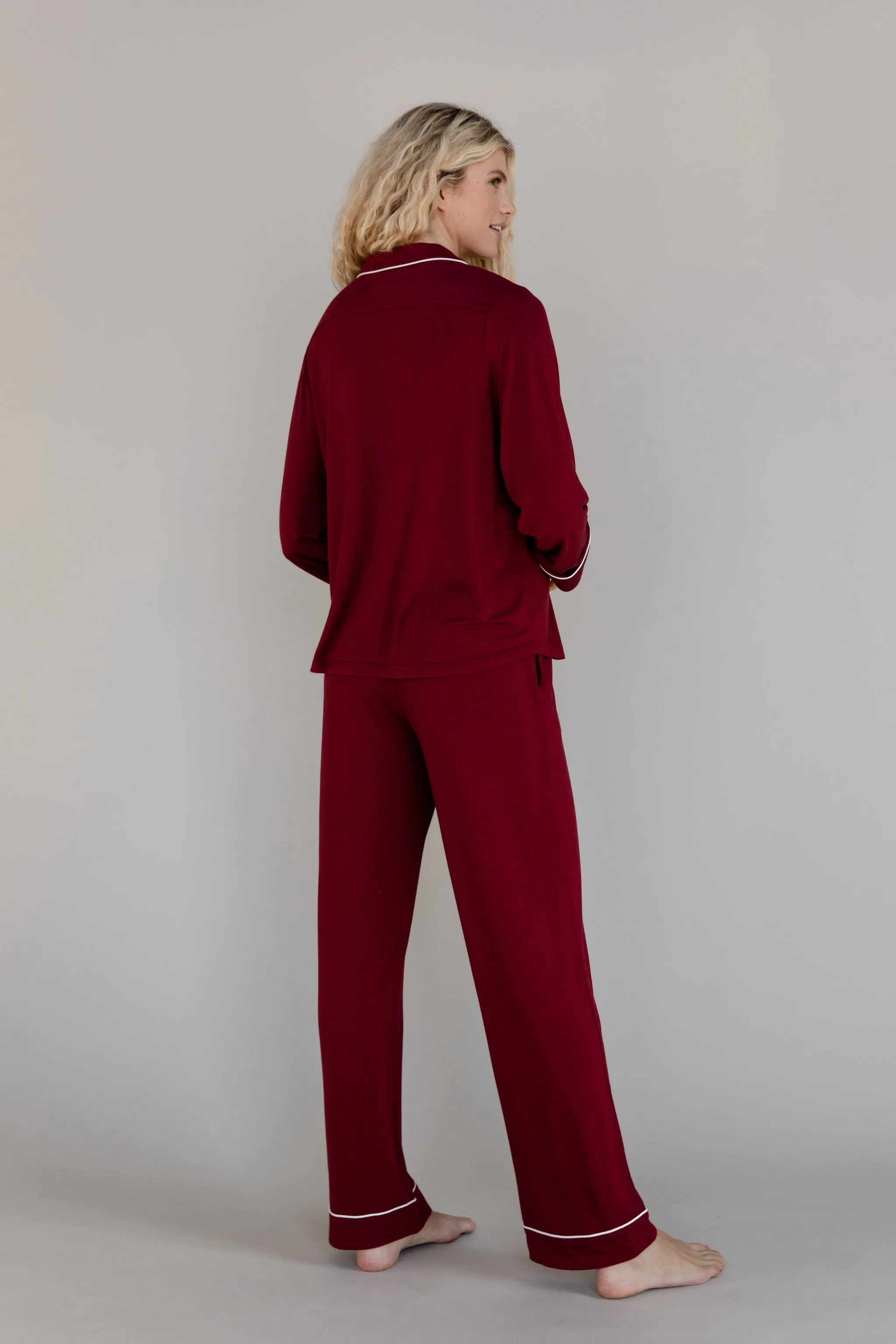 Women's Stretch-Knit Long Sleeve Bamboo Pajama Set