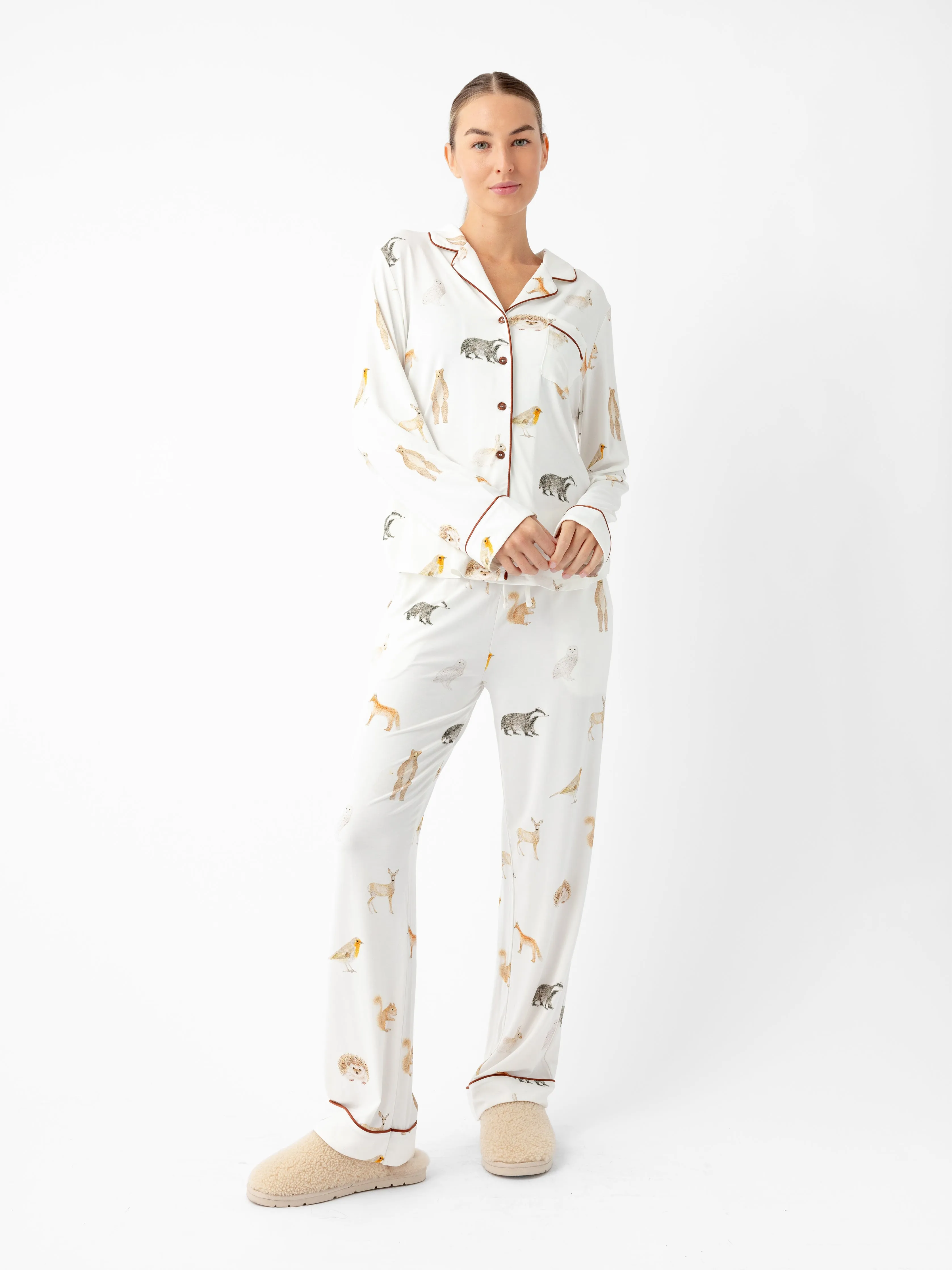 Women's Stretch-Knit Long Sleeve Bamboo Pajama Set
