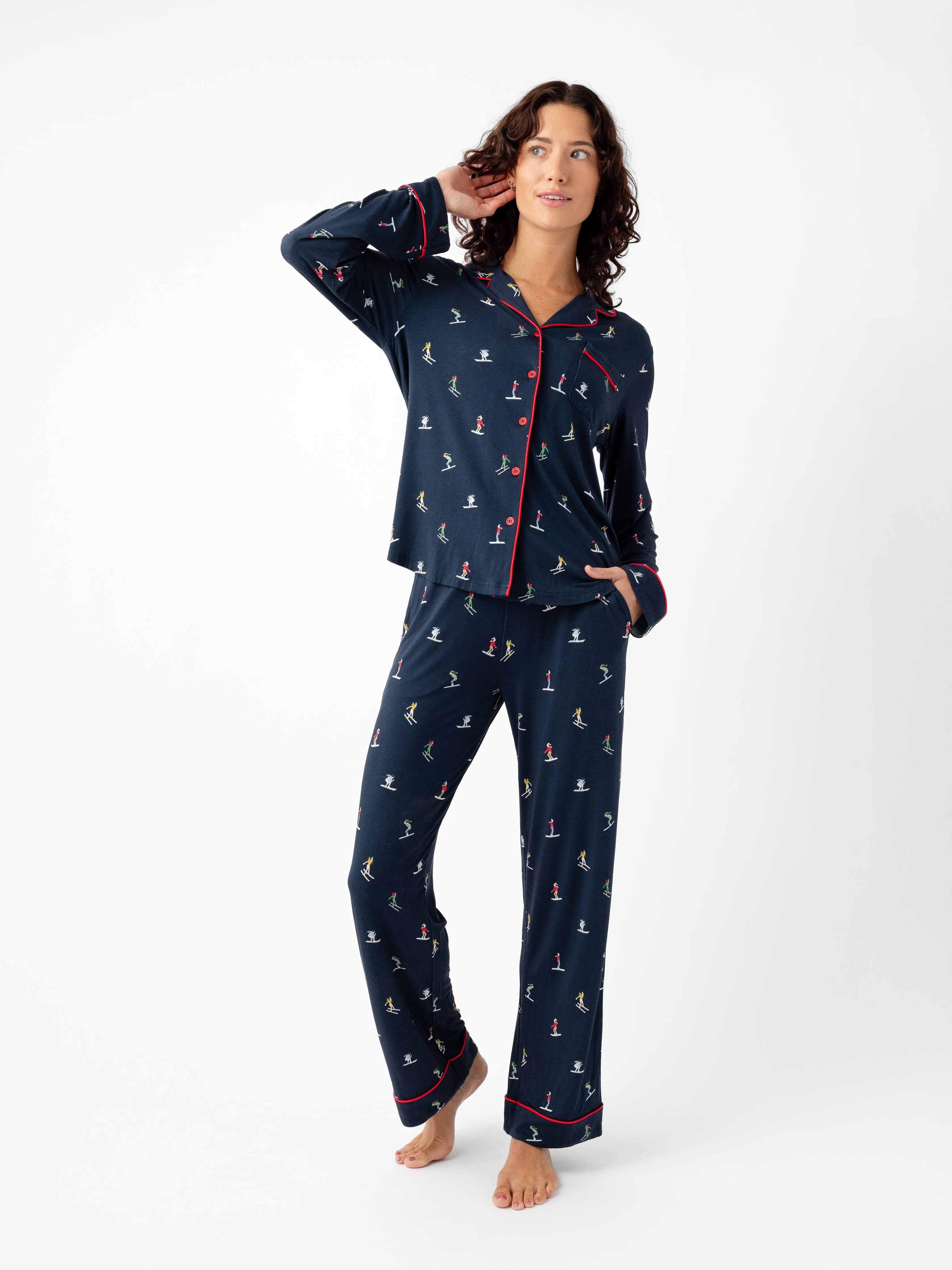 Women's Stretch-Knit Long Sleeve Bamboo Pajama Set