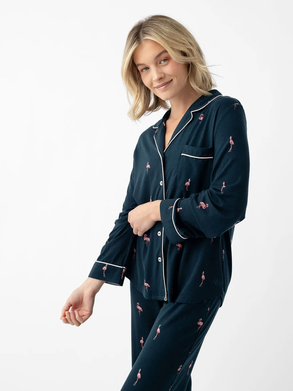 Women's Stretch-Knit Long Sleeve Bamboo Pajama Set