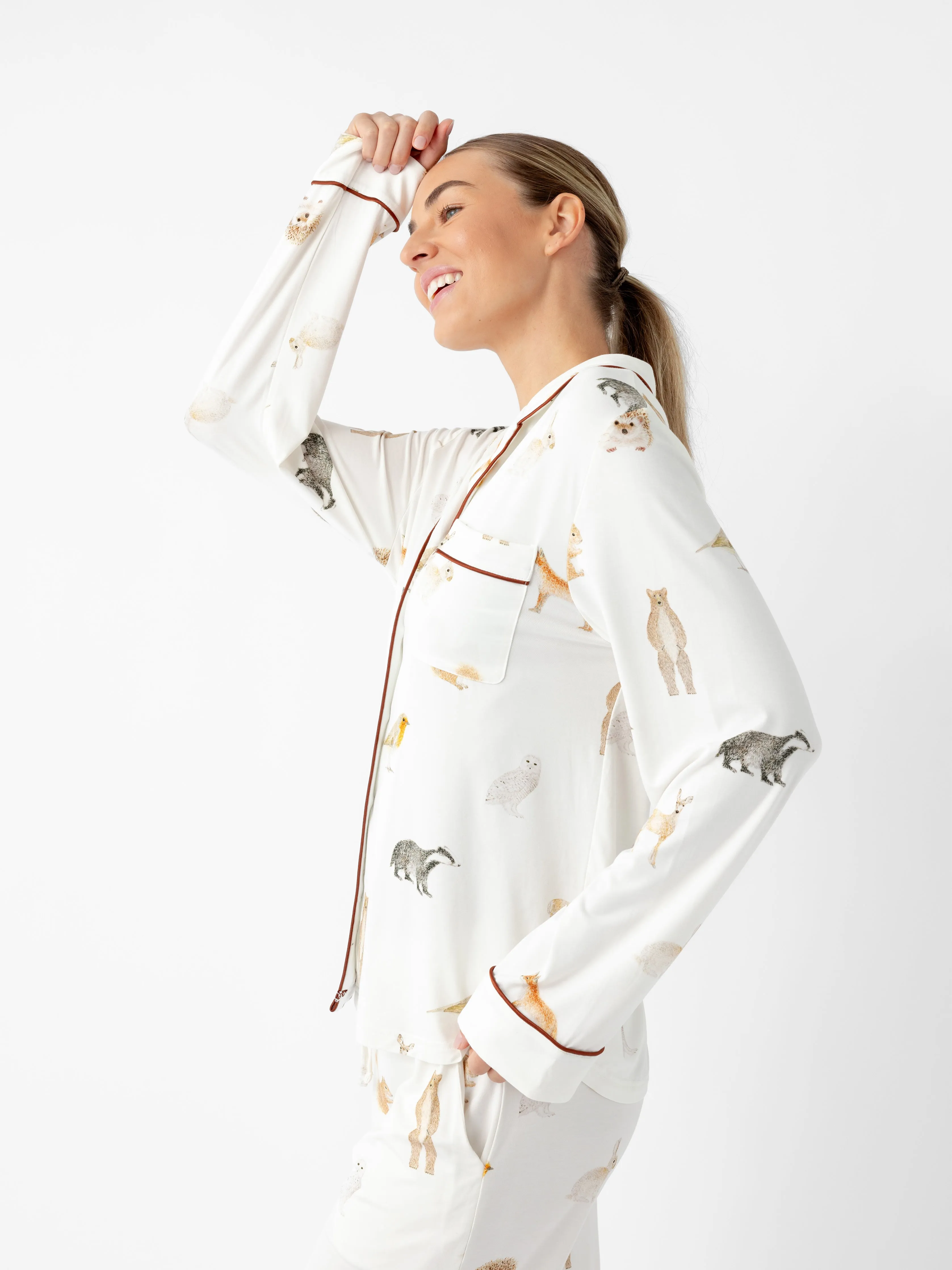 Women's Stretch-Knit Long Sleeve Bamboo Pajama Set