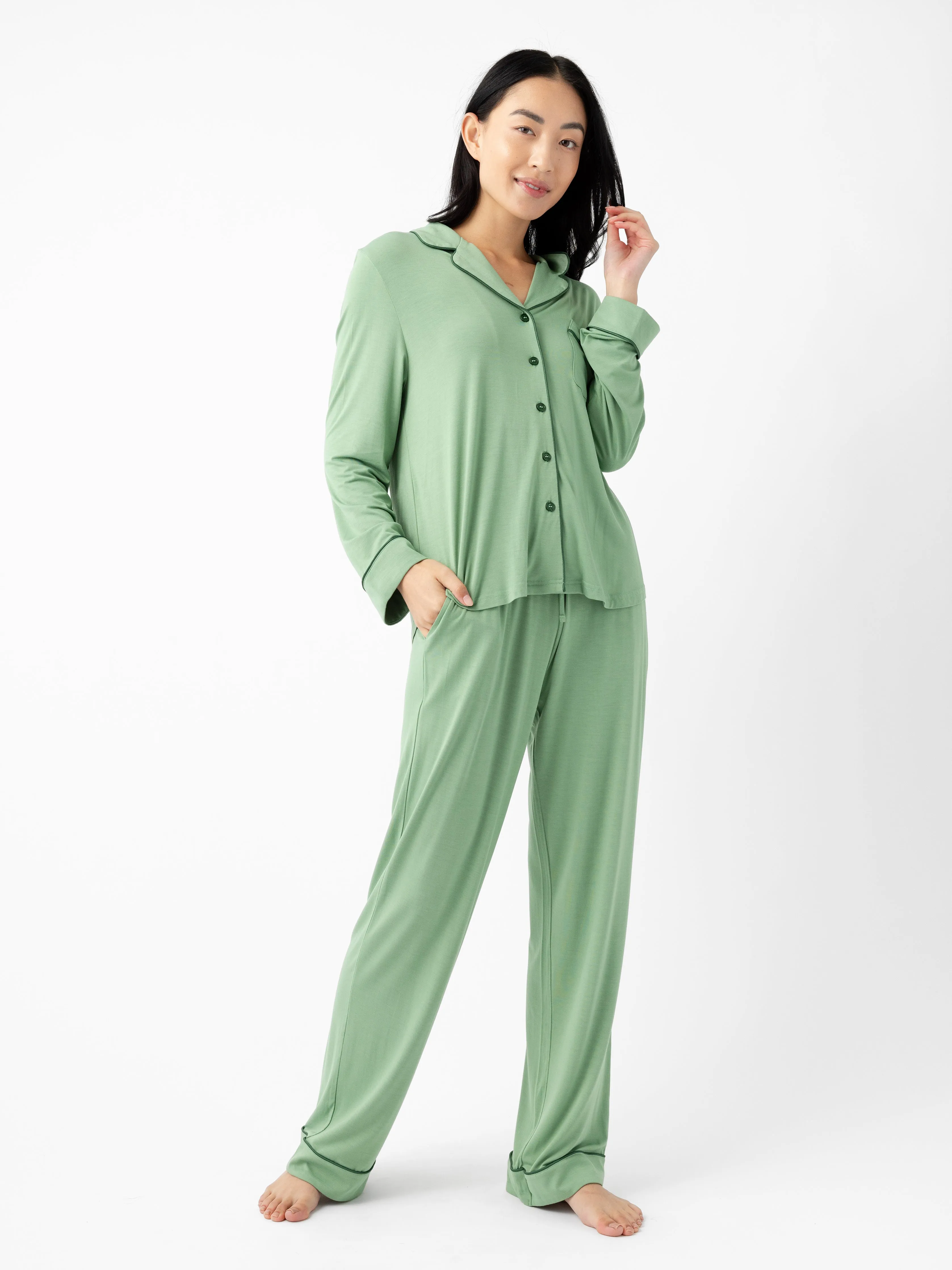 Women's Stretch-Knit Long Sleeve Bamboo Pajama Set