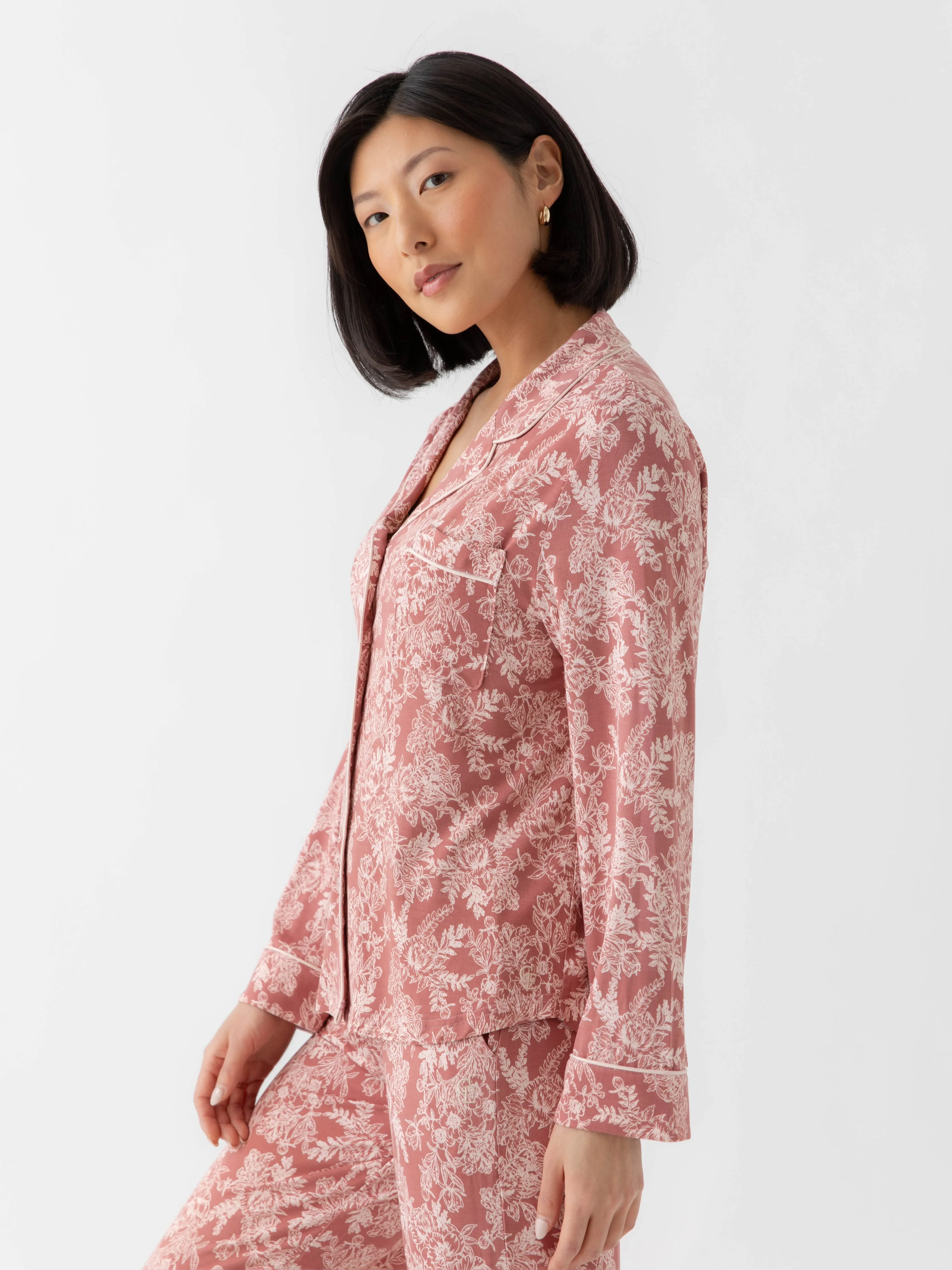 Women's Stretch-Knit Long Sleeve Bamboo Pajama Set