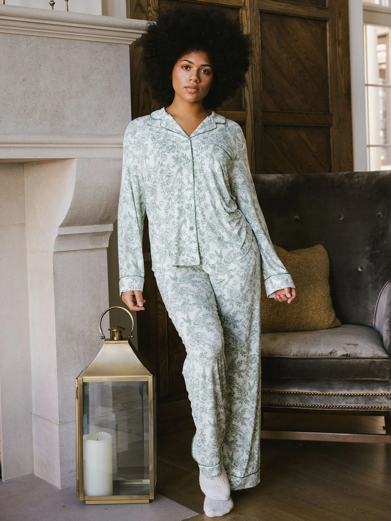 Women's Stretch-Knit Long Sleeve Bamboo Pajama Set