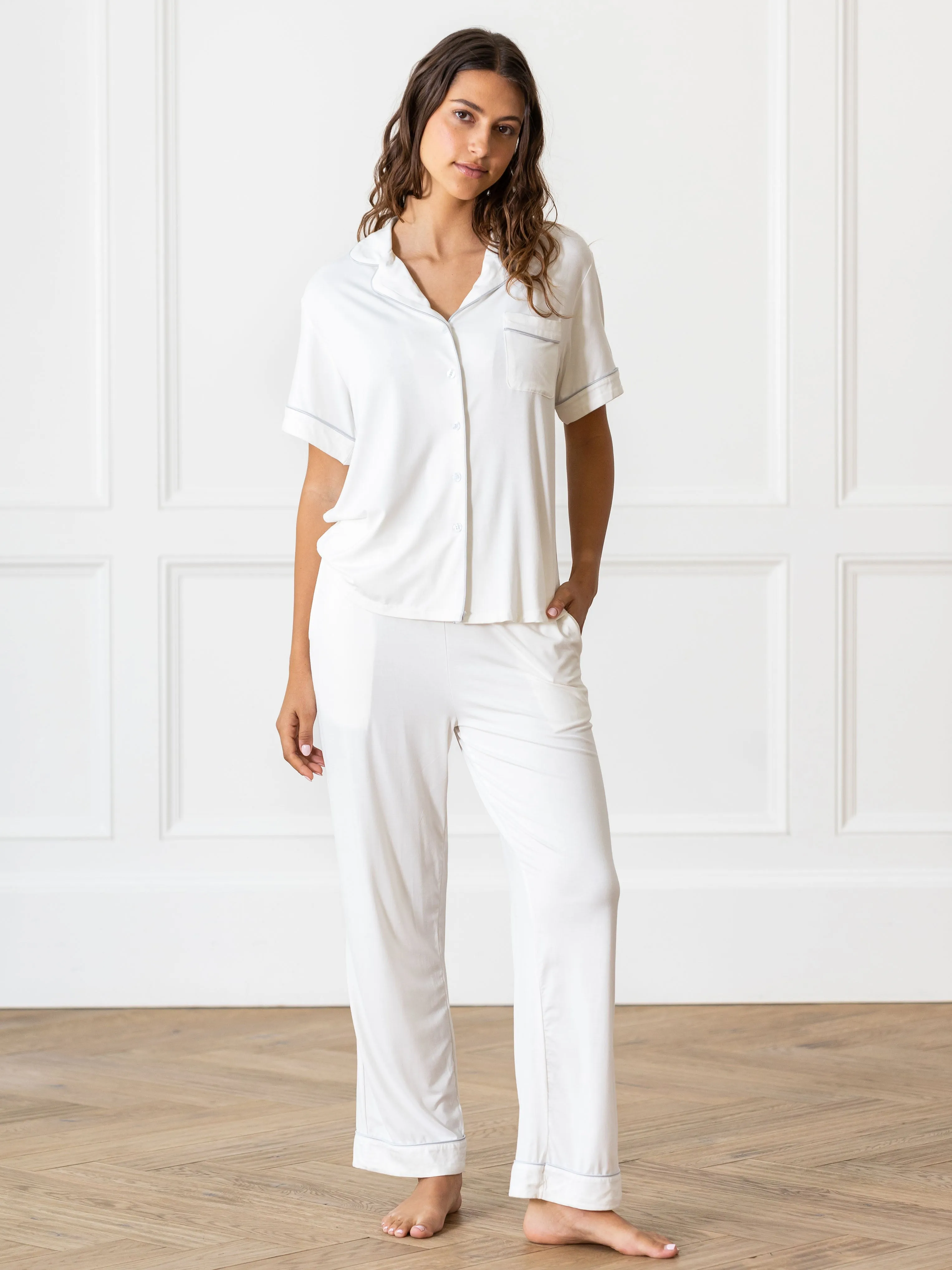 Women's Stretch-Knit Short Sleeve & Pant Bamboo Pajama Set