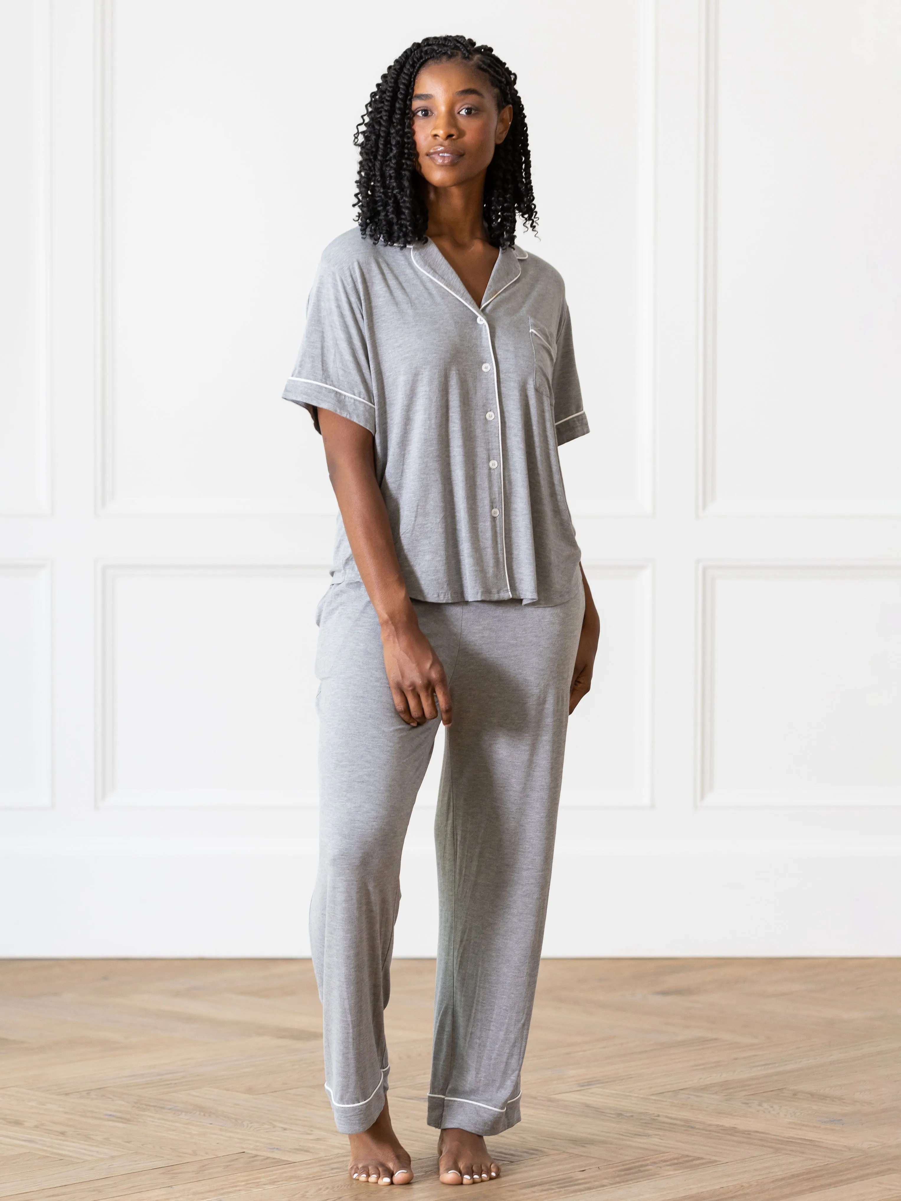 Women's Stretch-Knit Short Sleeve & Pant Bamboo Pajama Set