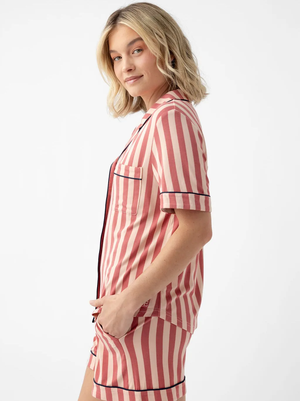 Women's Stretch-Knit Short Sleeve Bamboo Pajama Set