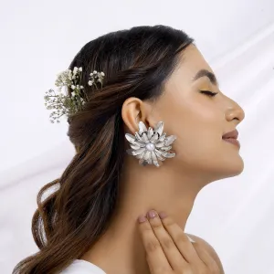 Zinnia Silver Floral Earrings
