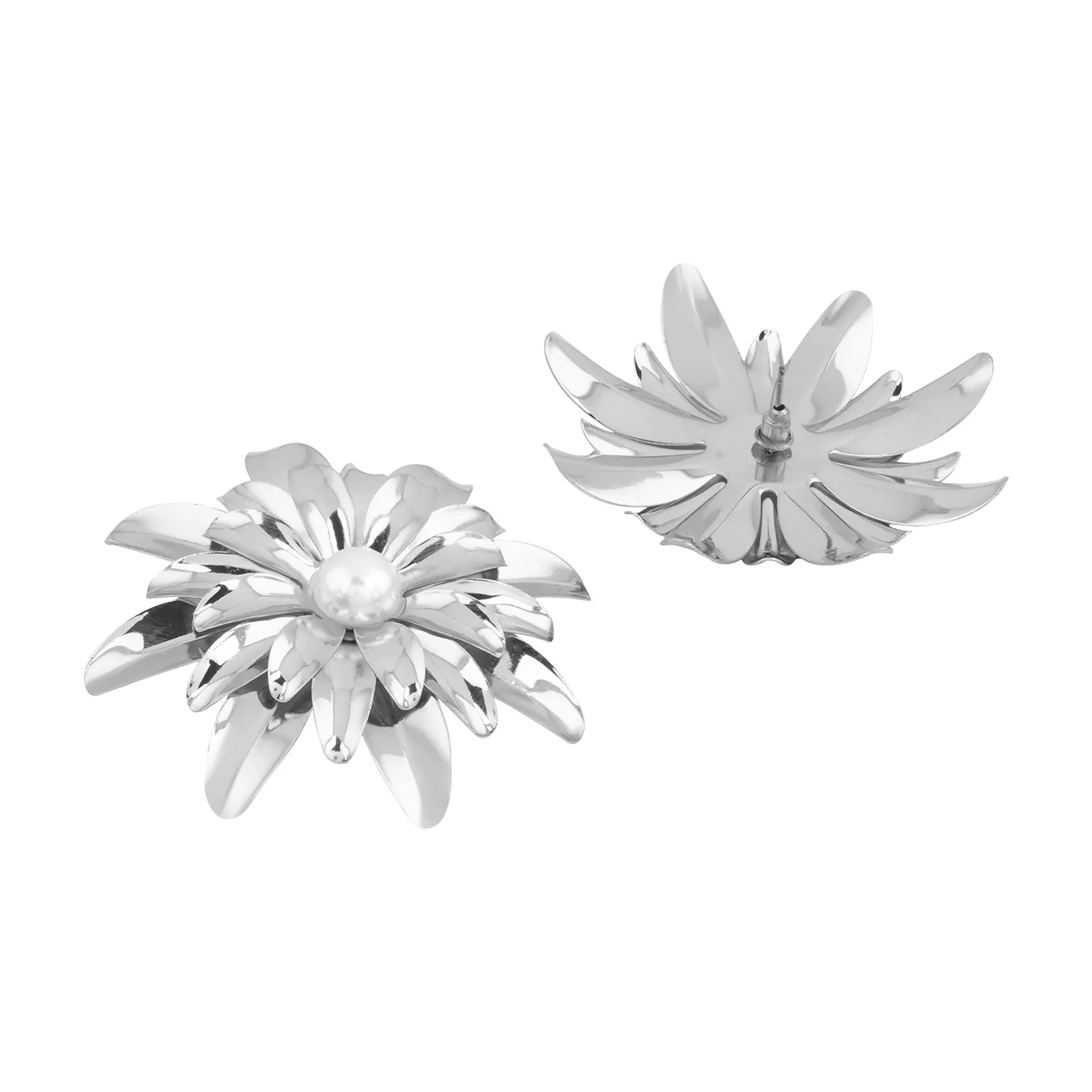 Zinnia Silver Floral Earrings